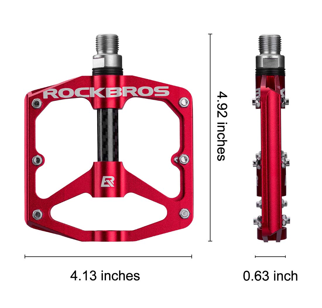 ROCKBROS Mountain MTB Bike Flat 9/16 Lightweight Carbon Fiber Sealed Bearing Pedals - ROCKBROS