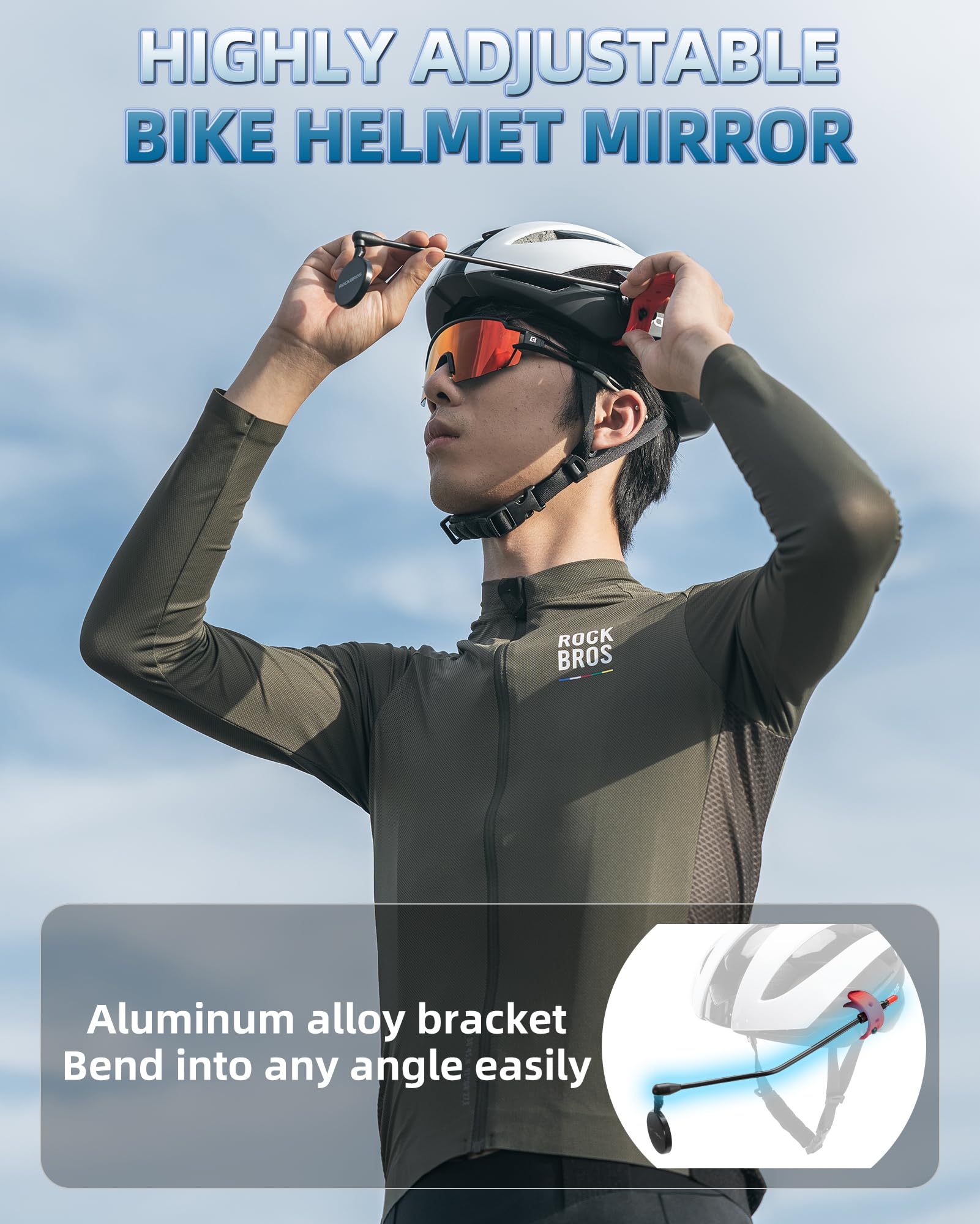 ROCKBROS Bike Helmet Mirror Detachable Fixing Way ycling Mirror - ROCKBROS