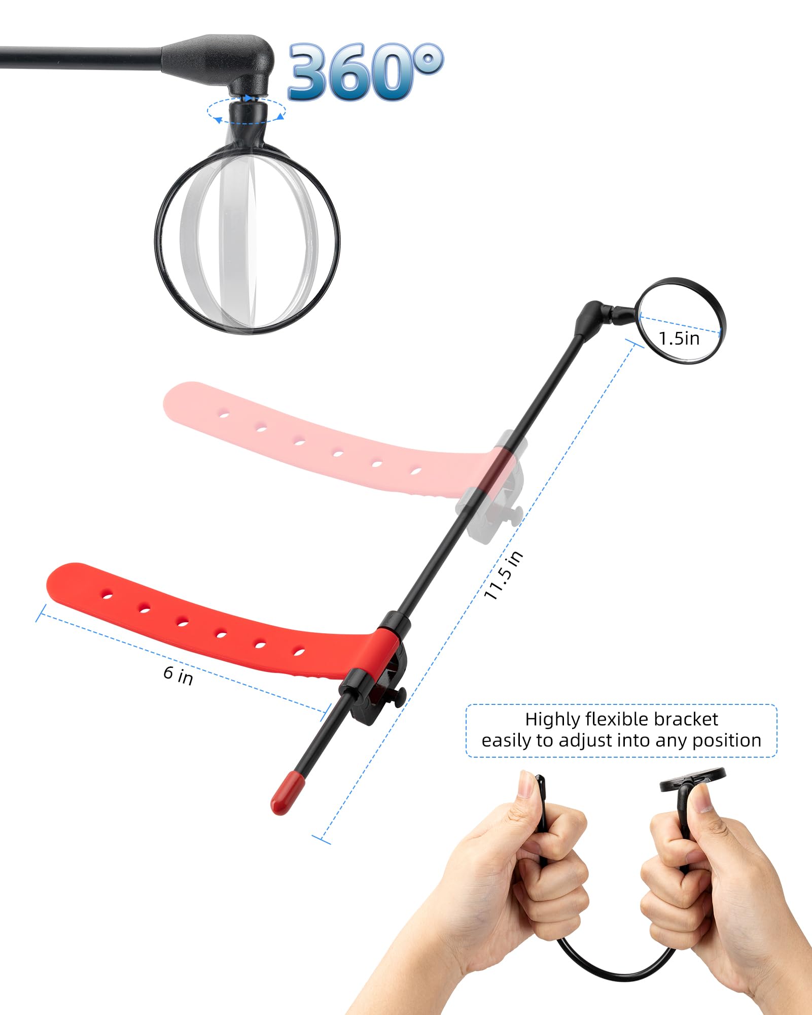 ROCKBROS Bike Helmet Mirror Detachable Fixing Way ycling Mirror - ROCKBROS