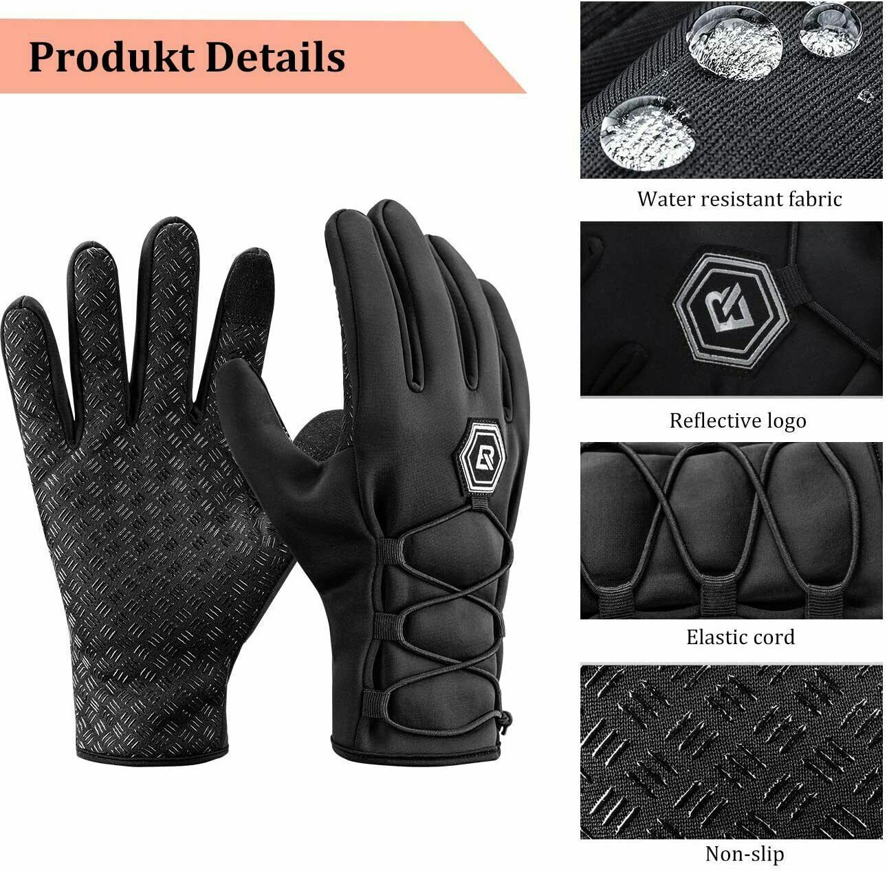 ROCKBROS Cycling Bike Gloves Winter Warm Mittens Touch Screen Windproof Waterproof - ROCKBROSUSA
