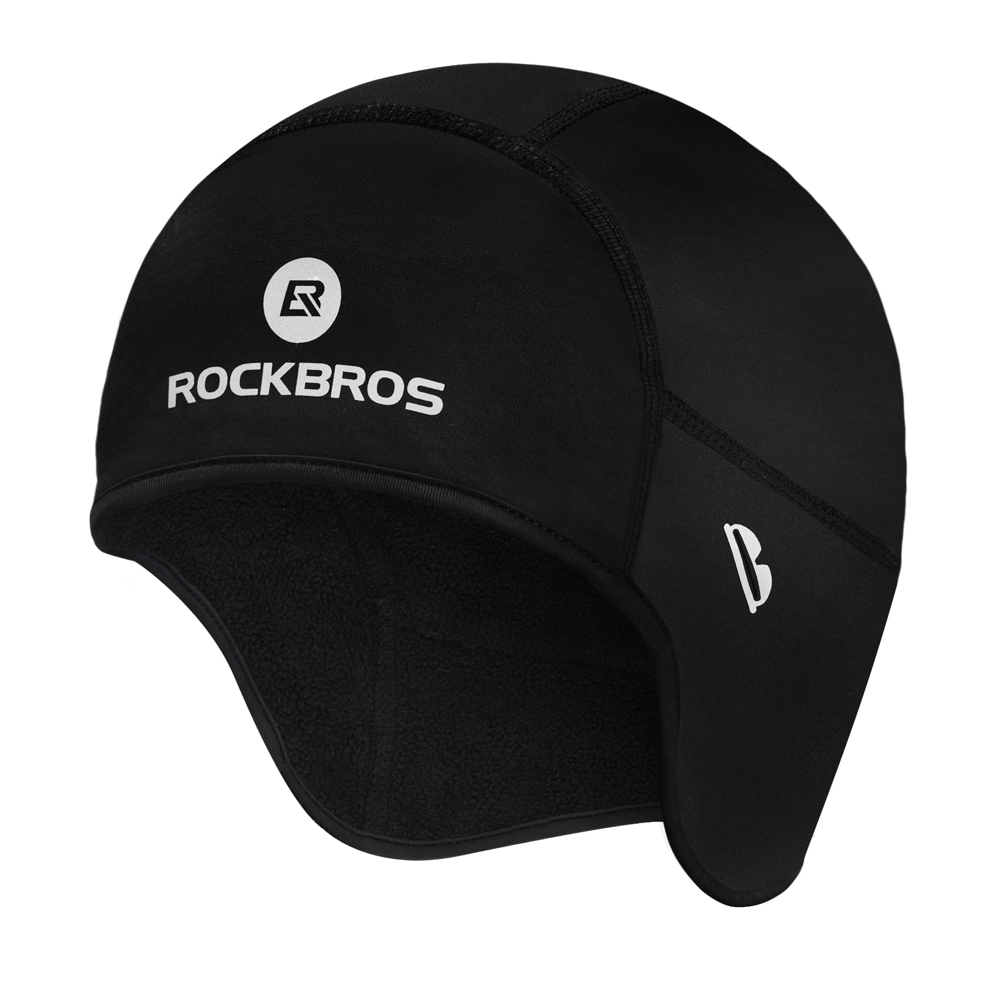 bike helmet beanie ROCKBROS Winter Skull Cap Helmet Liner, Thermal Cycling Beanie with Glasses Holes, Black