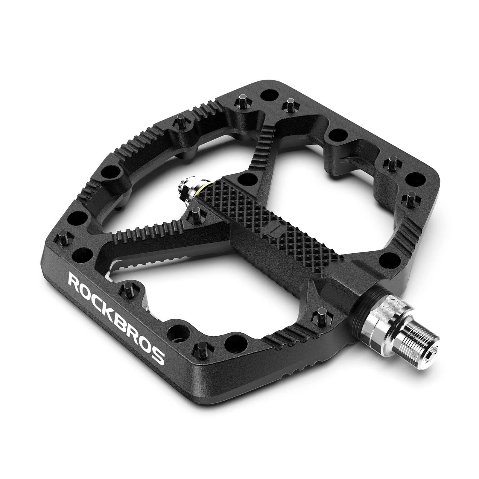 mountainbike pedal ROCKBROS Mountain Bike Pedals Flat MTB Pedals Nylon Fiber Bicycle Platform Pedals, Black