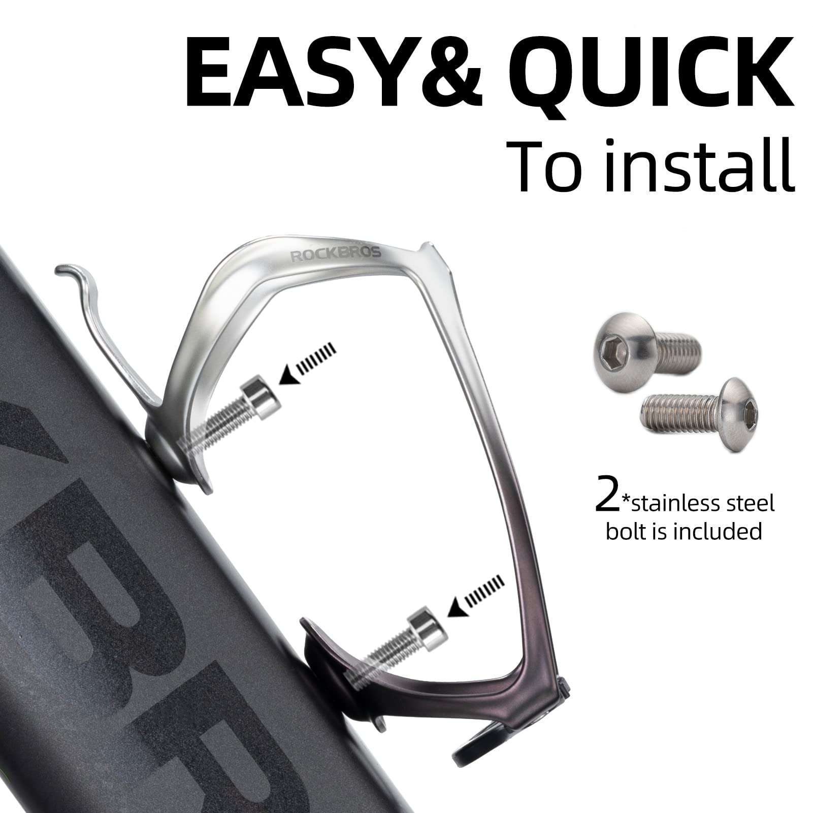 ROCKBROS Lightweight Aluminum Bike Water Bottle Cage Secure Adjustable Holder for Cycling