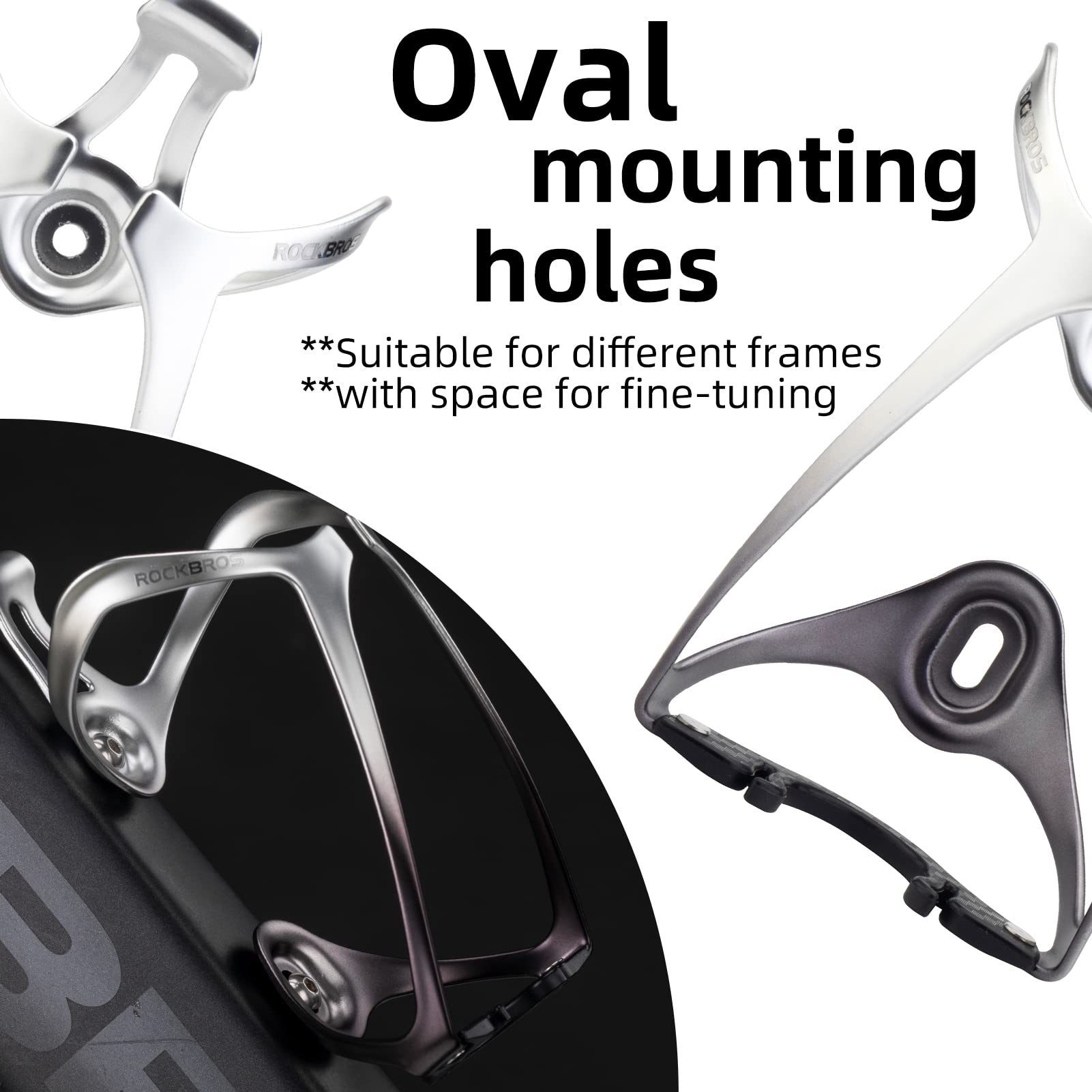 ROCKBROS Lightweight Aluminum Bike Water Bottle Cage Secure Adjustable Holder for Cycling