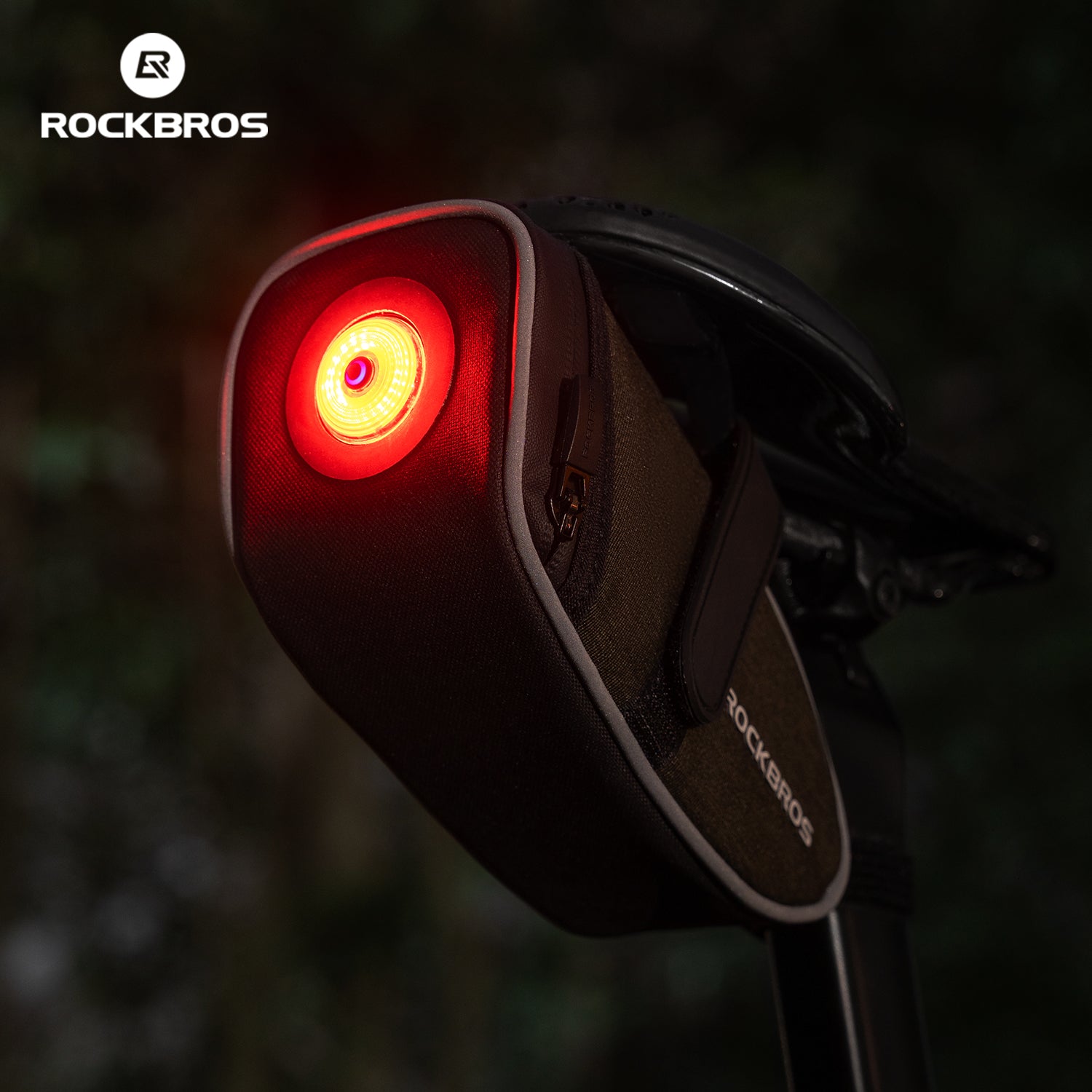 Red light emitting device with 'RockBros' branding on a dark. #color_Strap Versionbackground