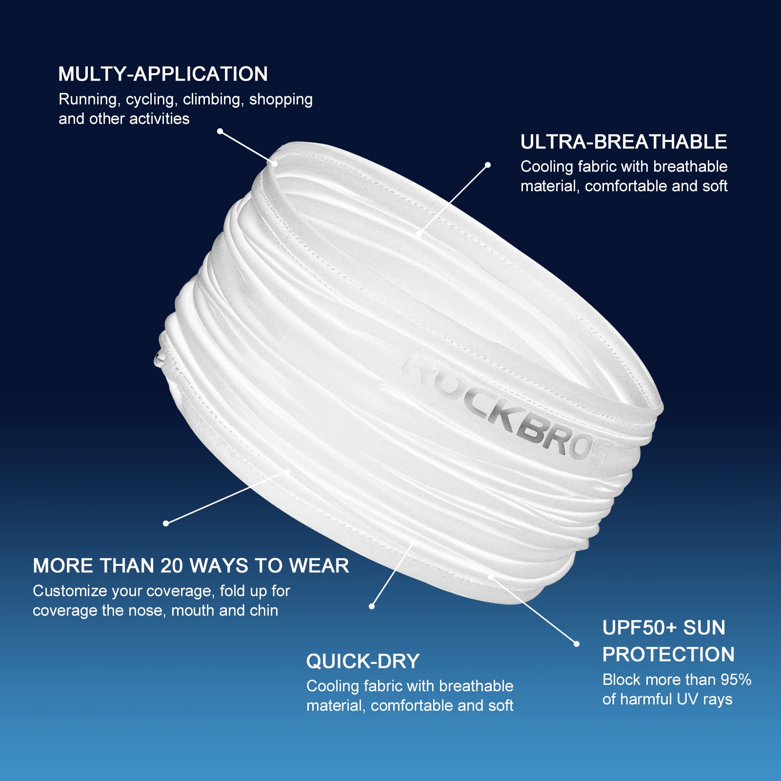 ROCKBROS Cooling Neck Gaiter Bandana Face Mask Summer Half Face Scarf for Cycling Fishing - ROCKBROS