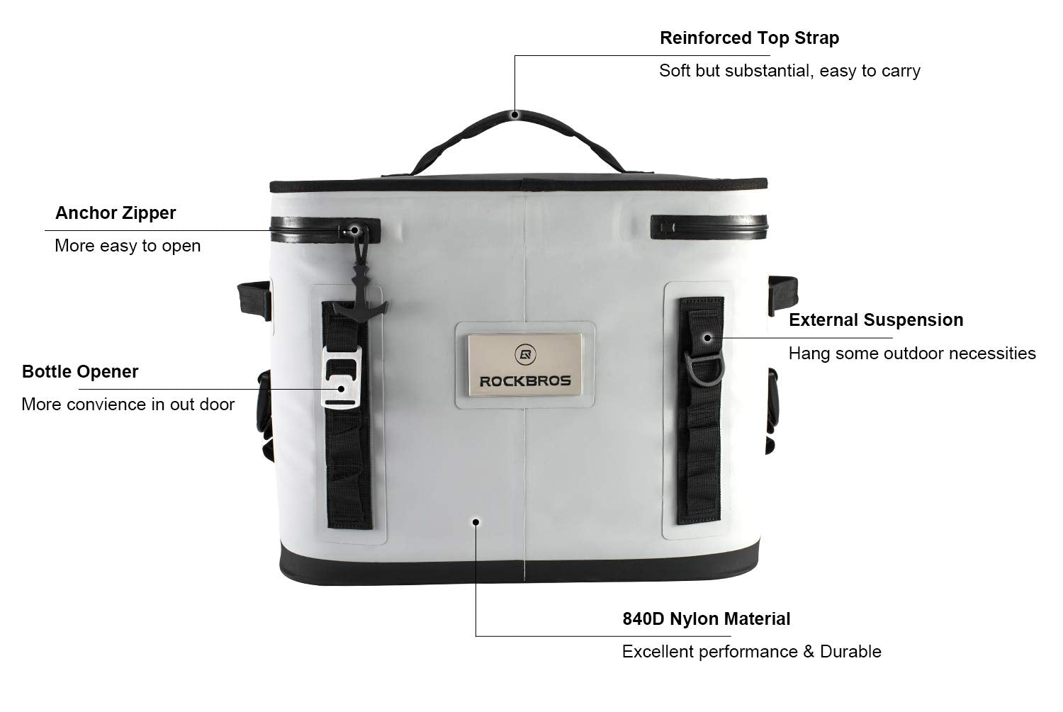 ROCKBROS Soft Cooler 30 Can Insulated Leak Proof Soft Pack - ROCKBROS