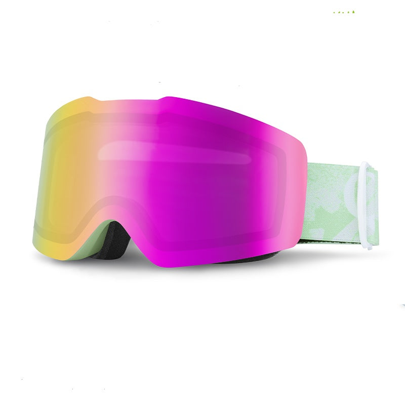frameless snow goggles Qunature Frameless Anti-Fog Ski Goggles with UV Protection and Wide View Purple-Green