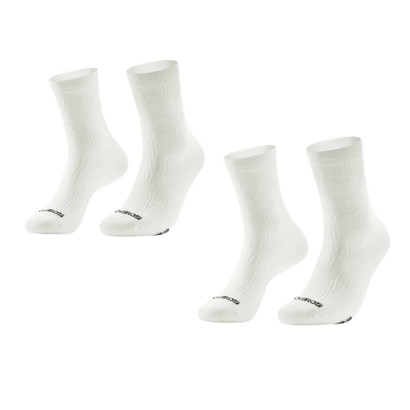 Two pairs of white socks with a brand logo on a white background #Color_White*2