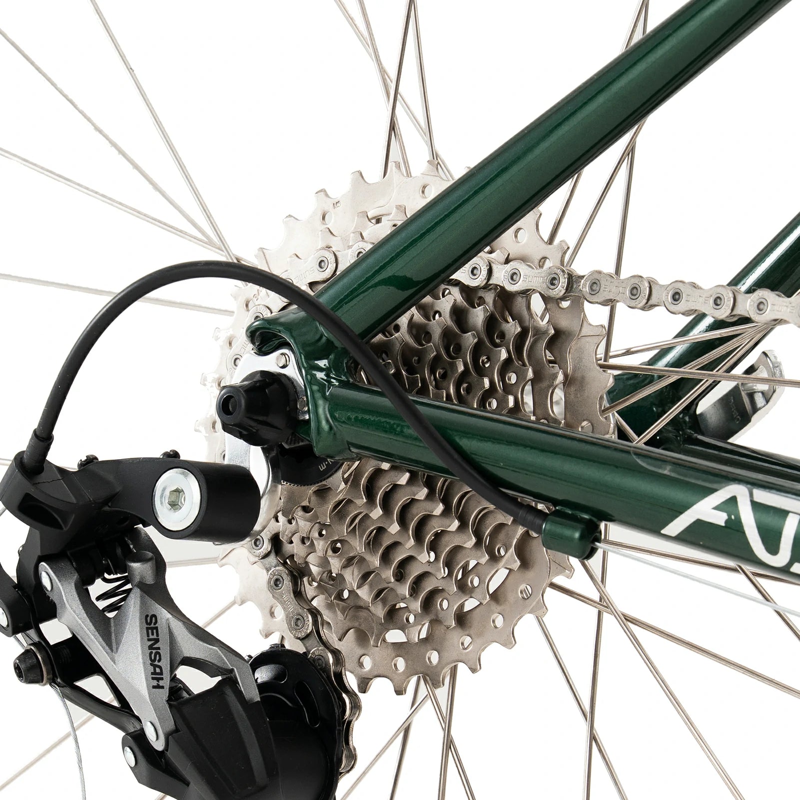 Rear cassette of ATS Classic 700C Road Bike in green #color_green