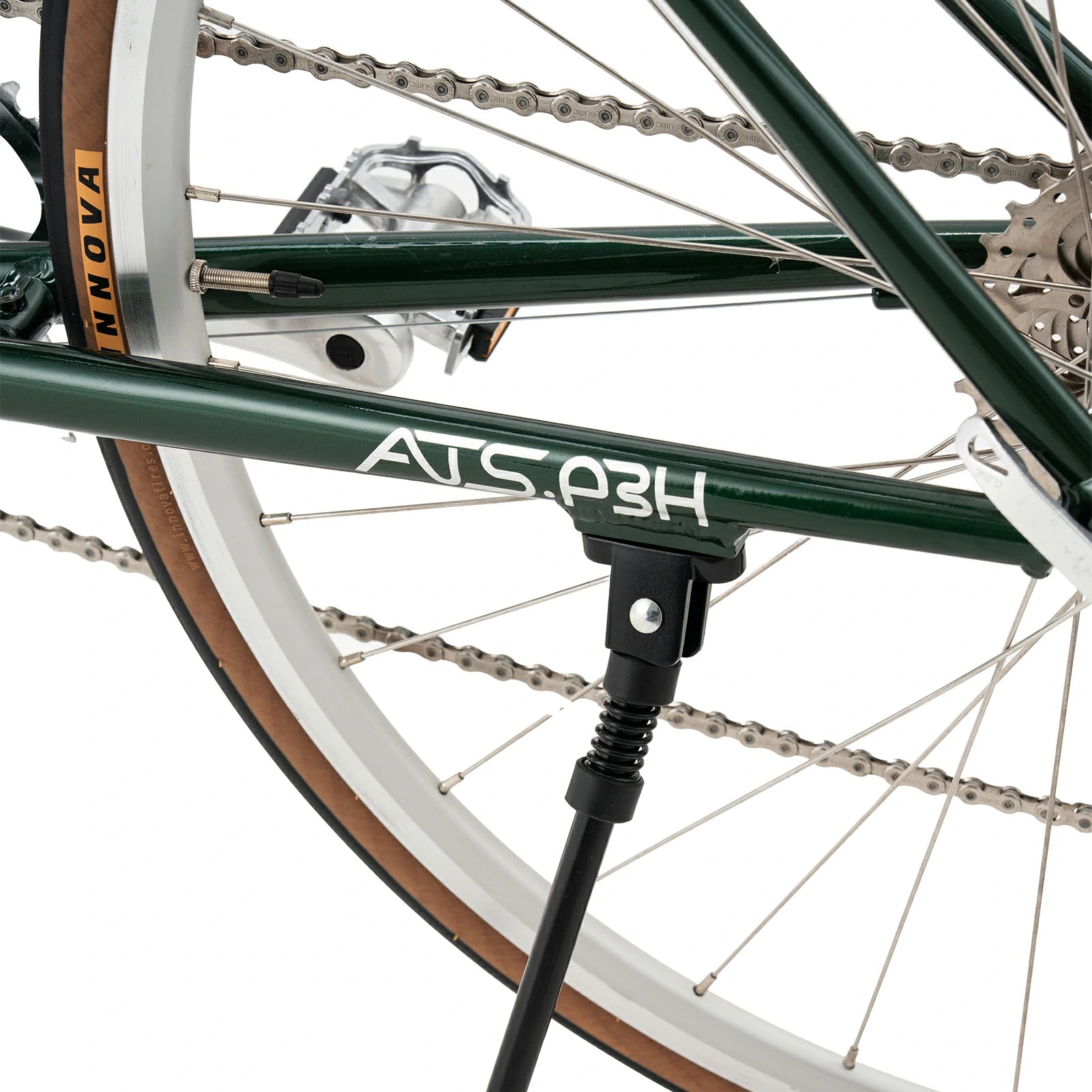 Rear view of ATS Classic 700C Road Bike in green #color_green