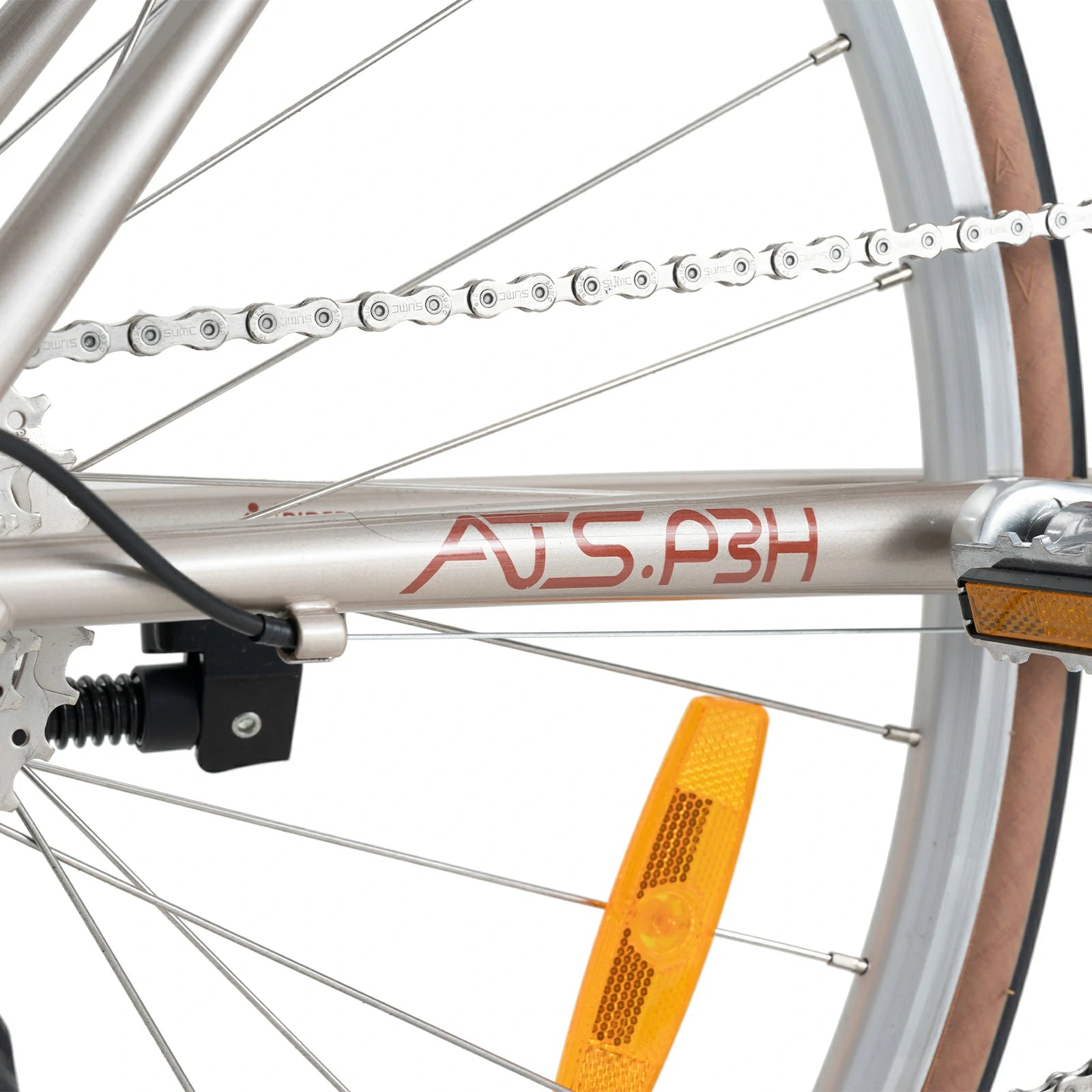 Rear view of ATS Classic 700C Road Bike in coffee color #color_Coffee
