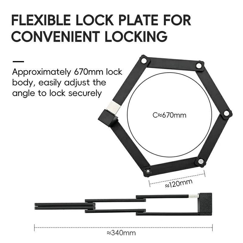 Flexible lock plate with dimensions and text on a white background