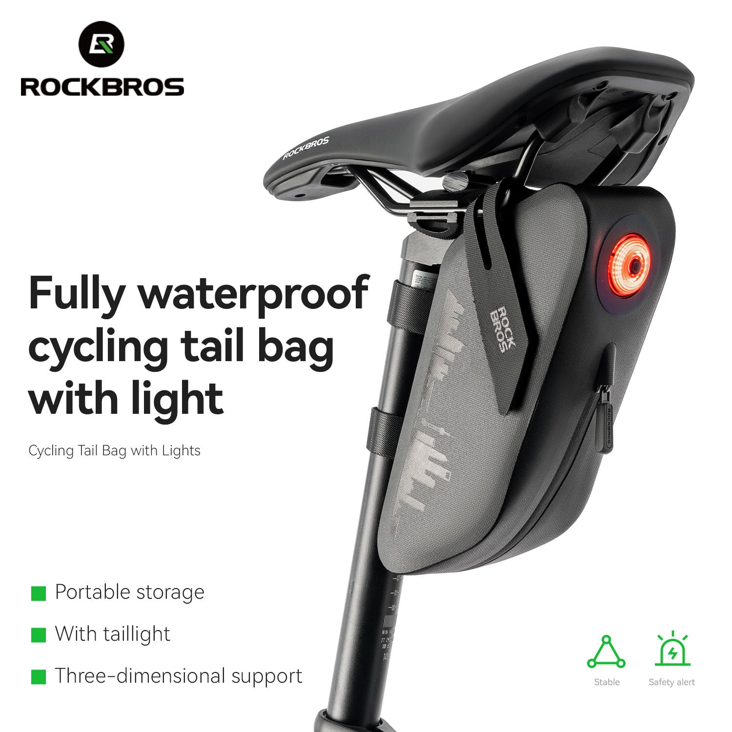Bicycle Tail Bag with Light and Brake Sensor