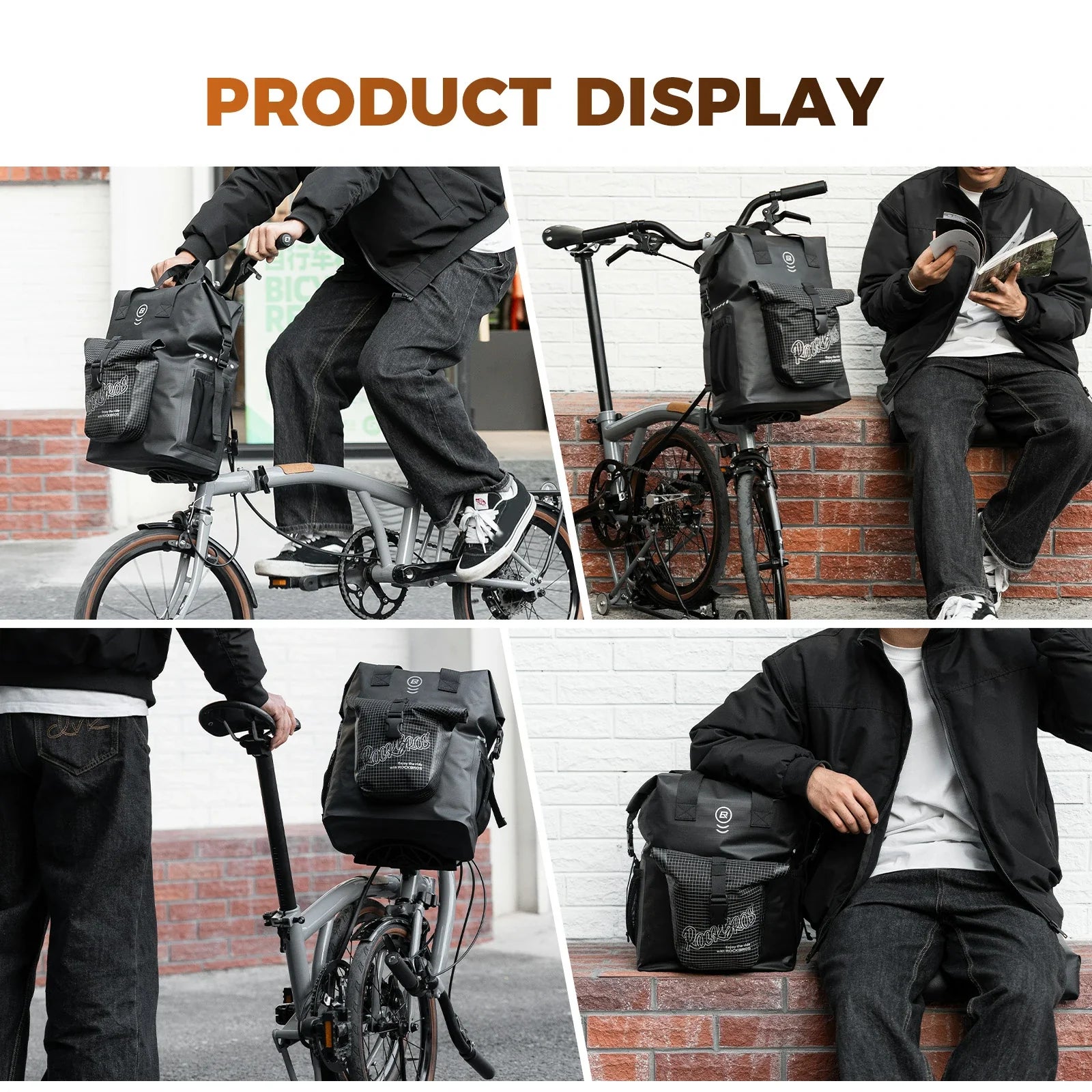 ROCKBROS bike handlebar bag for folding bike 18l