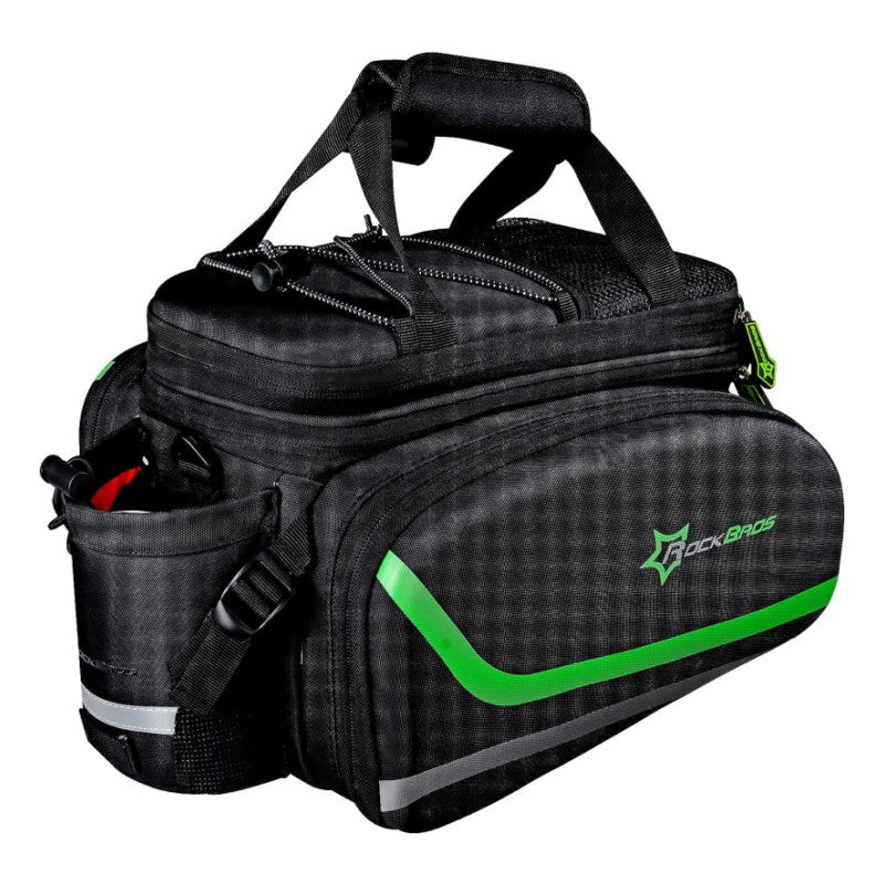 waterproof bike trunk pannier bag#color_black-green
