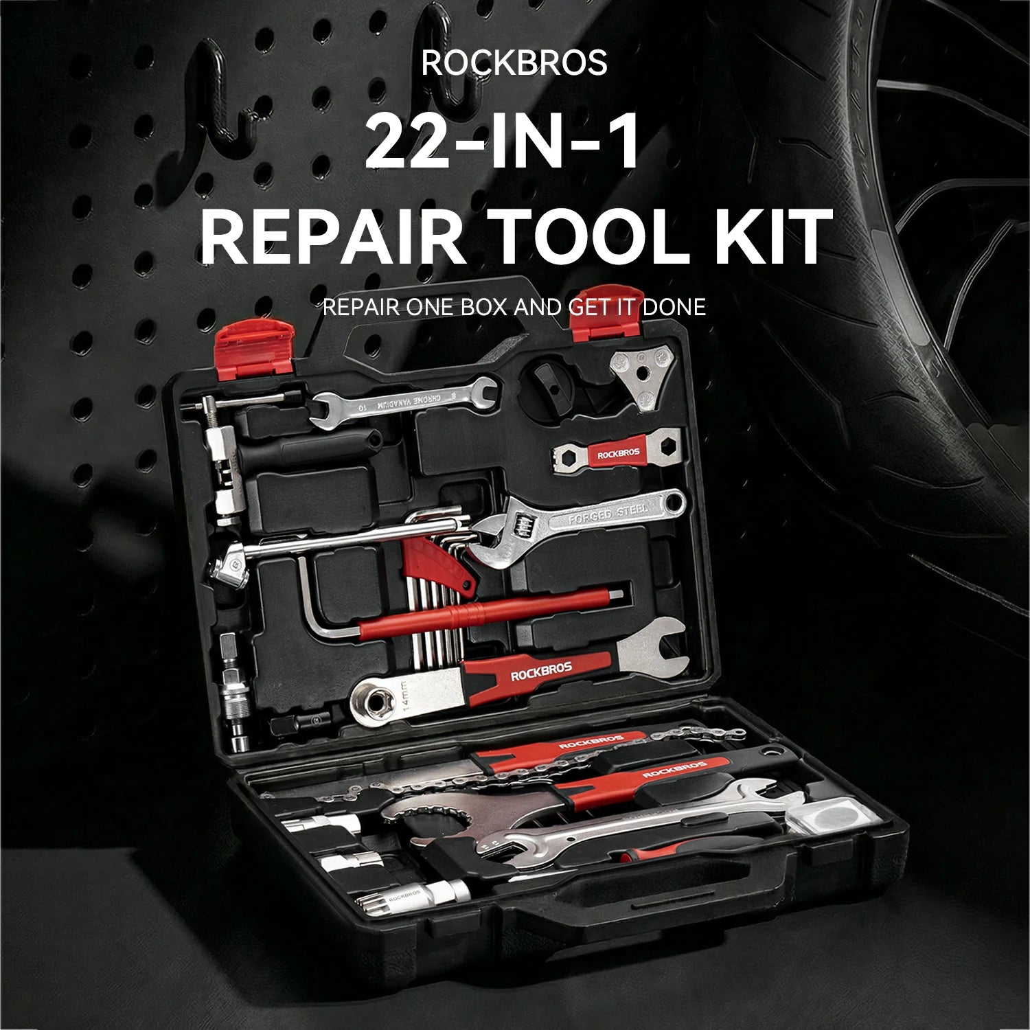Bicycle tool set organized in compact case