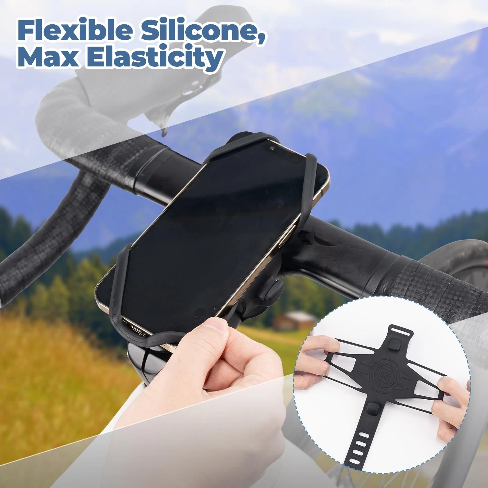 Bike Stem Phone Mount for Mountain & Road Bike 4-7 Inch
