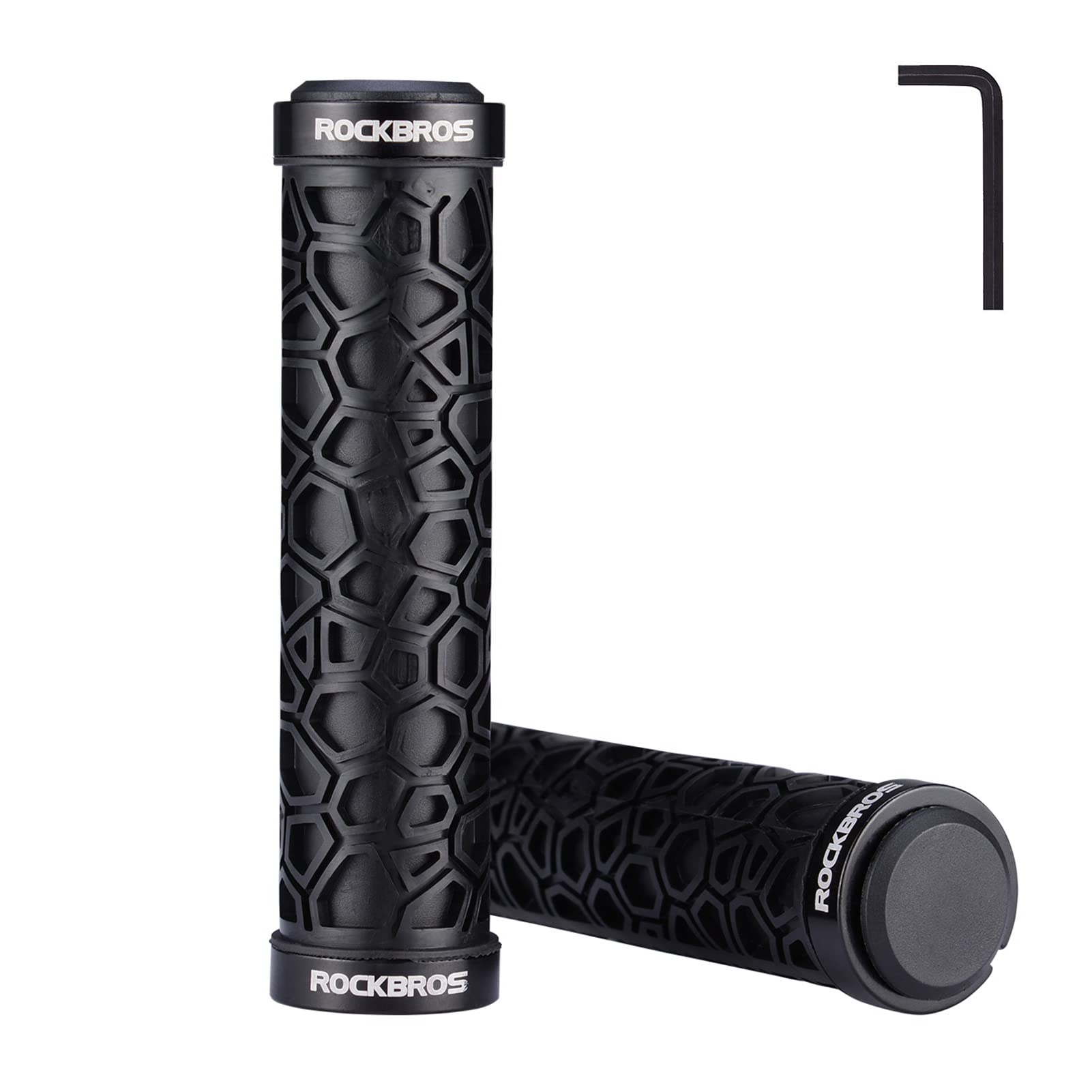 bmx bicycle handlebar grips ROCKBROS Bike Handlebar Grips Double Lock-on Non-Slip Grips for MTB, BMX 22.2mm, Black