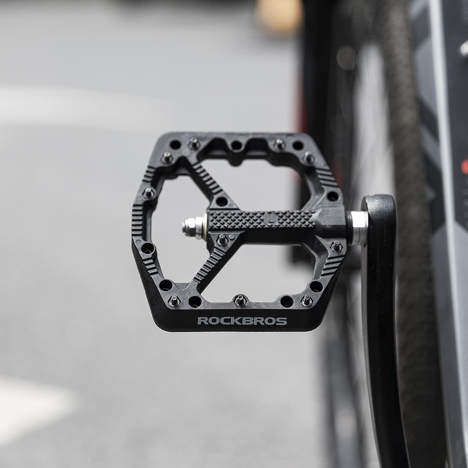 ROCKBROS Mountain Bike Pedals Flat MTB Pedals Nylon Fiber Bicycle Platform Pedals - ROCKBROS
