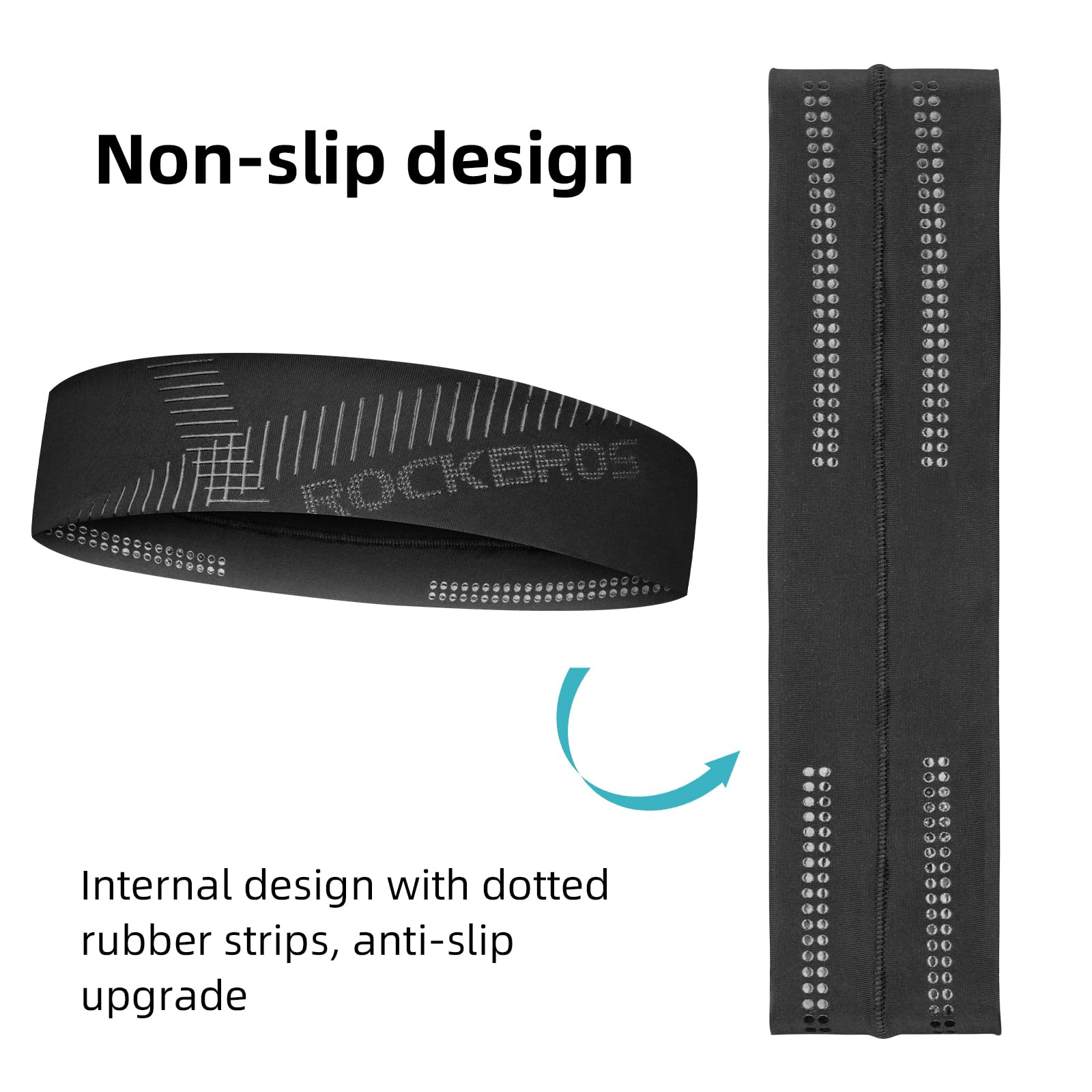 ROCKBROS Elastic Non-Slip Headband for Men Women Soft Sweatband for Running, Yoga Workouts