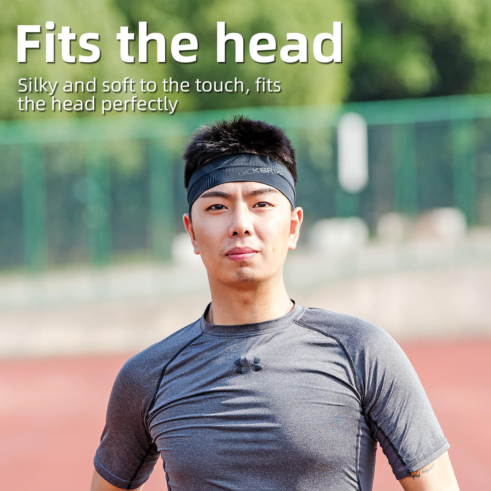 ROCKBROS Elastic Non-Slip Headband for Men Women Soft Sweatband for Running, Yoga Workouts