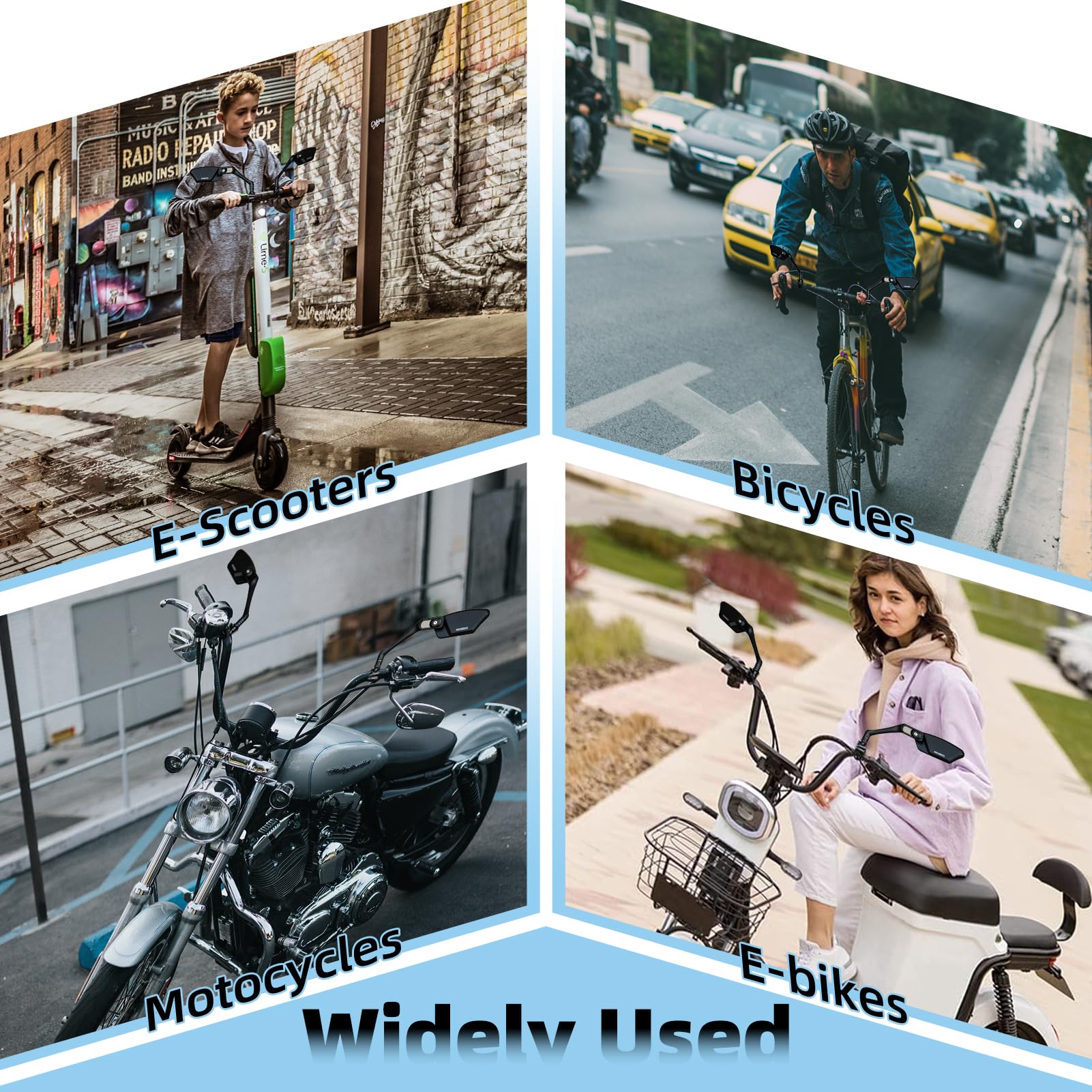 ROCKBROS HD Blast-Resistant Bike Mirror Adjustable Handlebar Mount 21-26mm - ROCKBROS