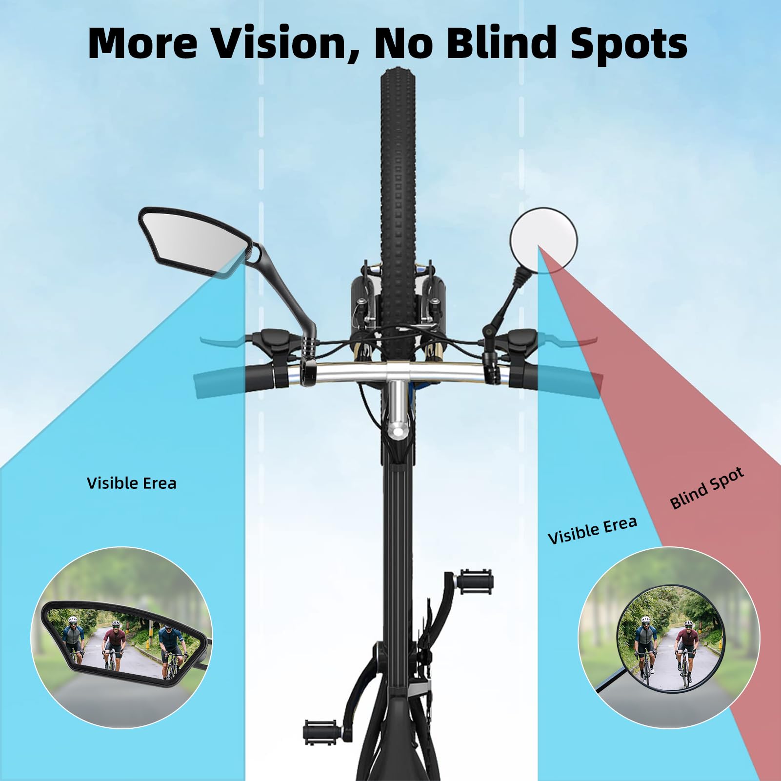 ROCKBROS HD Blast-Resistant Bike Mirror Adjustable Handlebar Mount 21-26mm - ROCKBROS