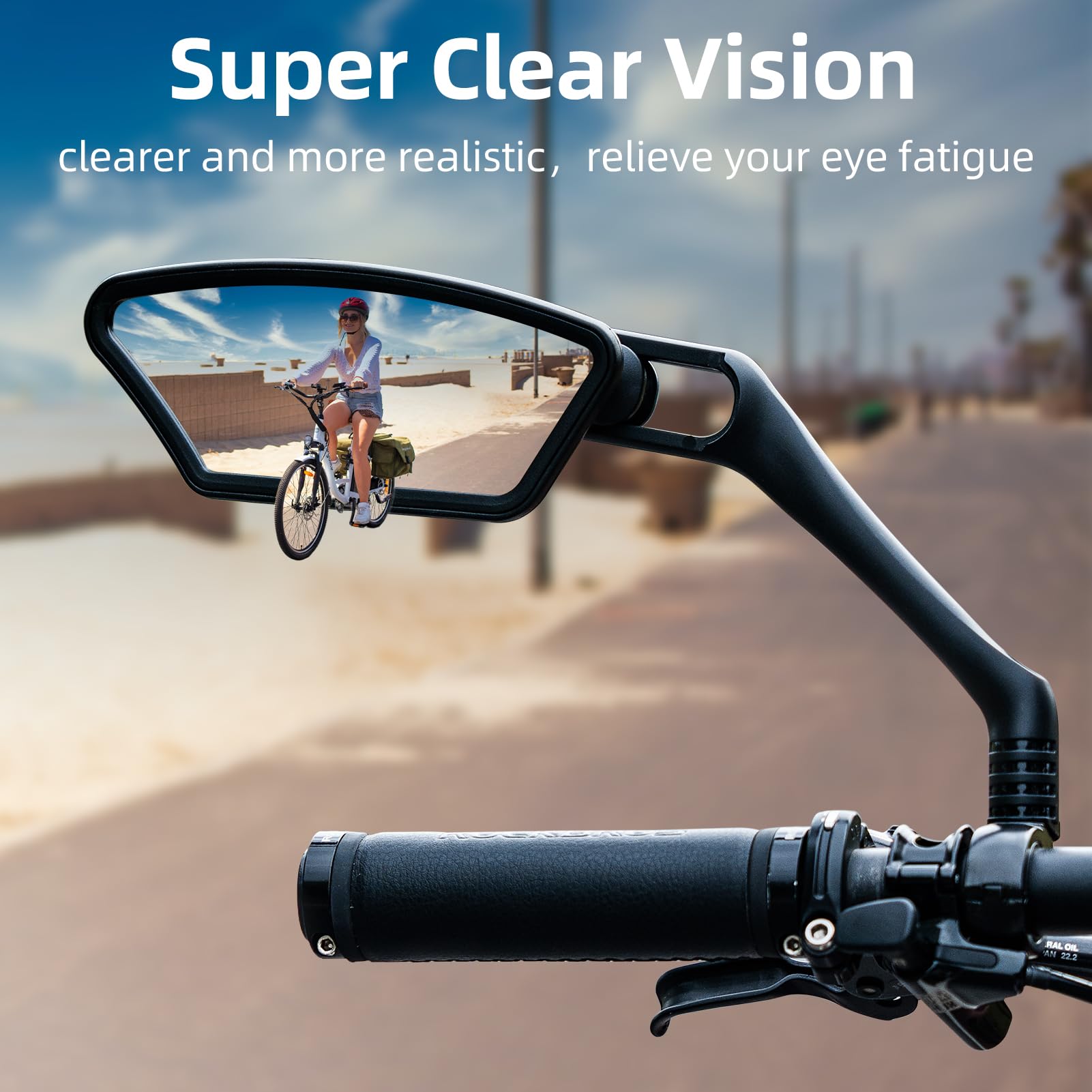 ROCKBROS HD Blast-Resistant Bike Mirror Adjustable Handlebar Mount 21-26mm - ROCKBROS