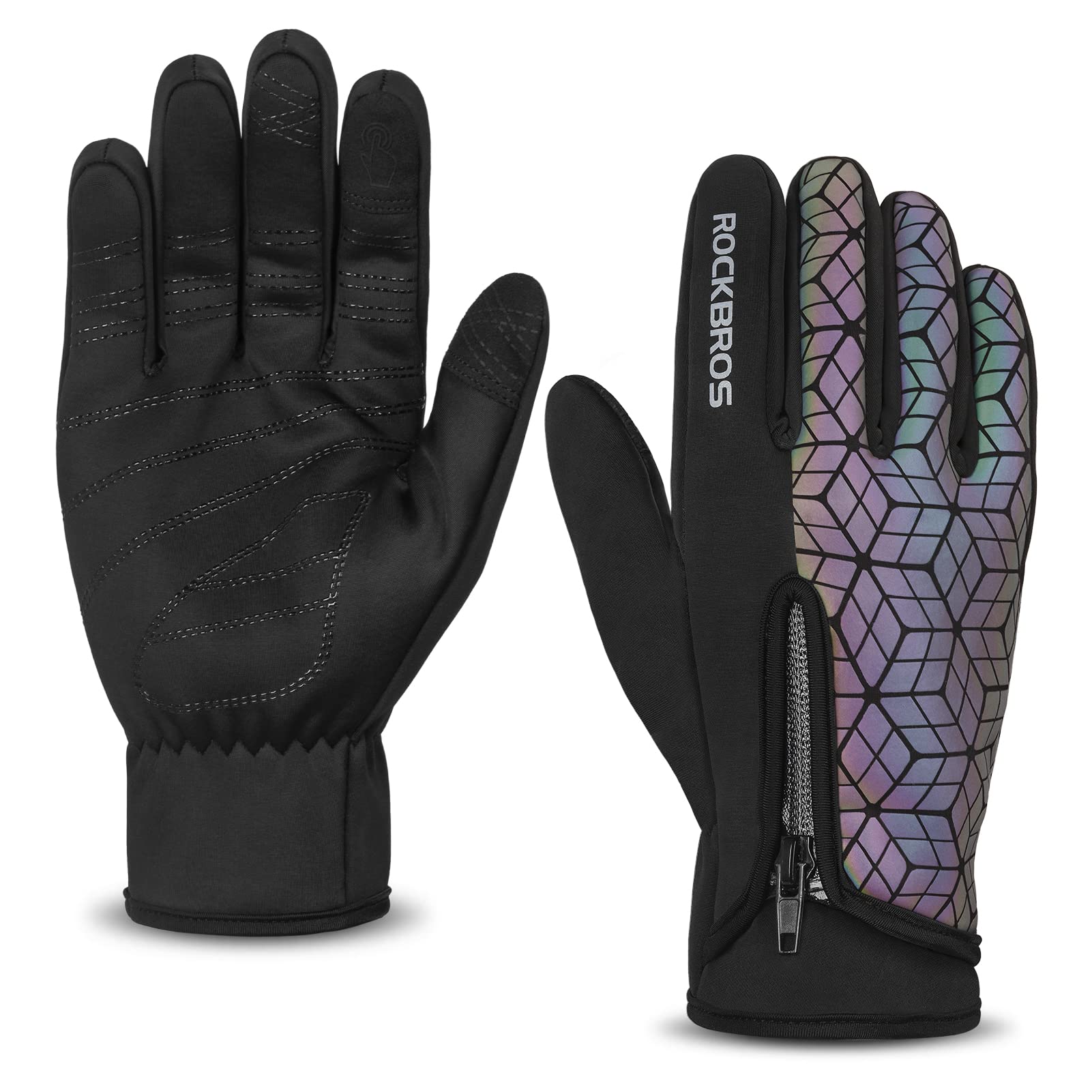 ROCKBROSWinterCyclingGlovesforMen&Women,FleeceFullFinger,TouchScreenBikeGloves