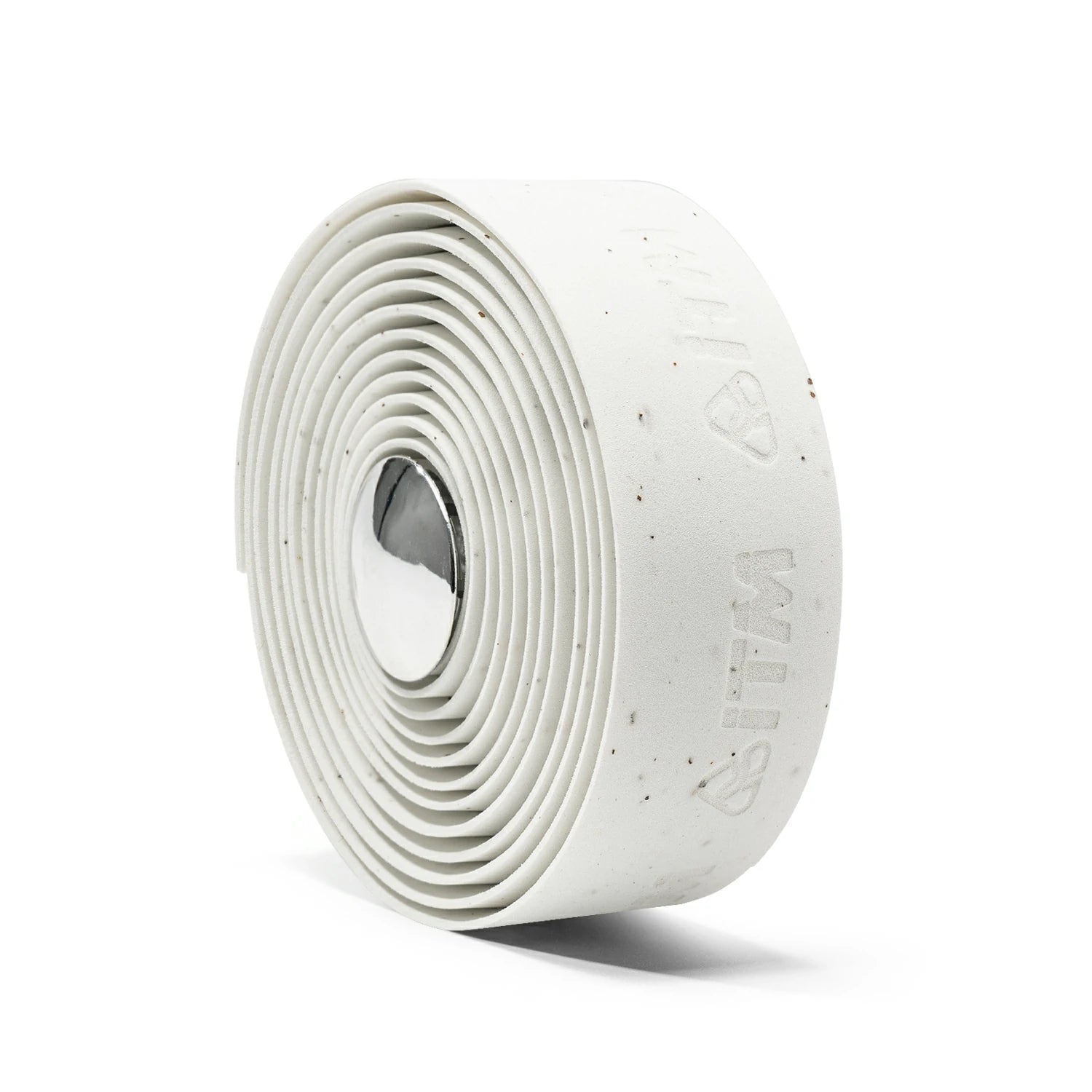 White cork-EVA road bike handlebar tape with a 3D embossed surface. #Color_White