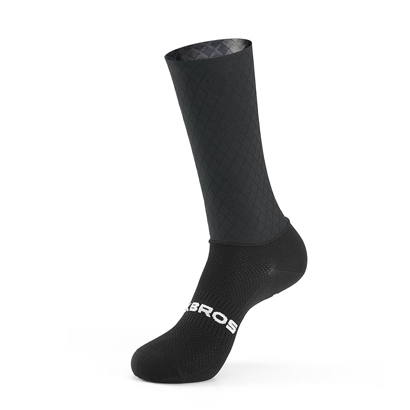 Black sock with a patterned design on a white background #color_Black Mesh - Silver Label