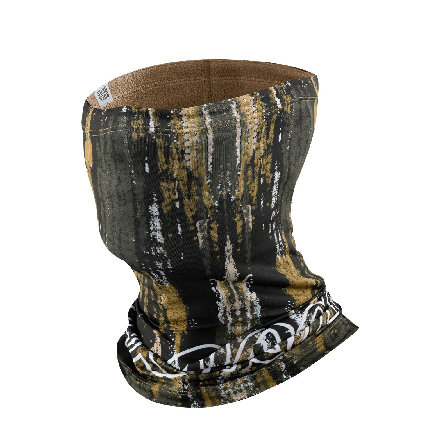 Multicolored neck gaiter with a pattern on a white background #Color_Brown Color_None