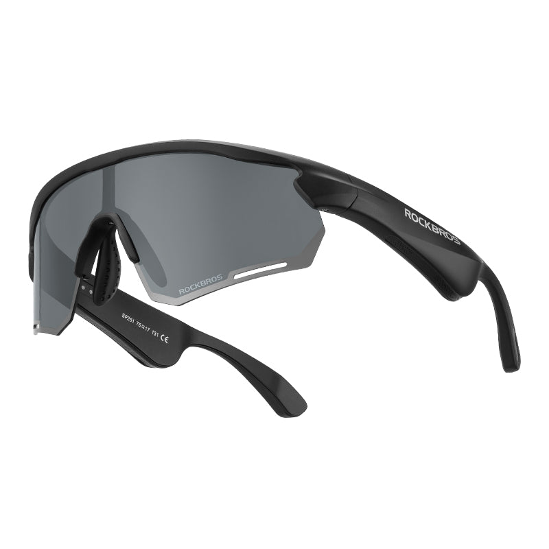 ROCKBROS Bluetooth Polarized Sunglasses Music Speaker Cycling Glasses Outdoor Sport, Black