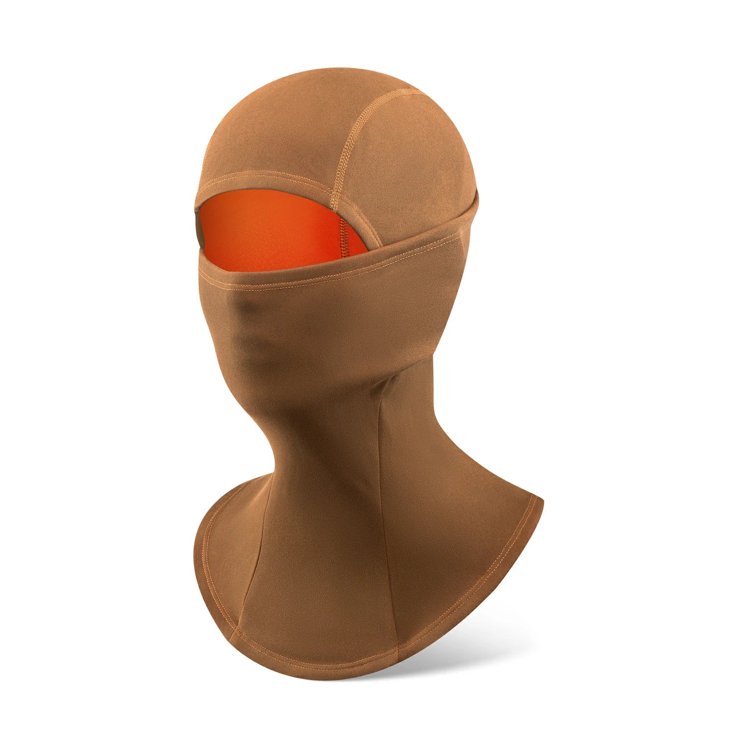 Brown balaclava with orange interior on a white background #color_Brown