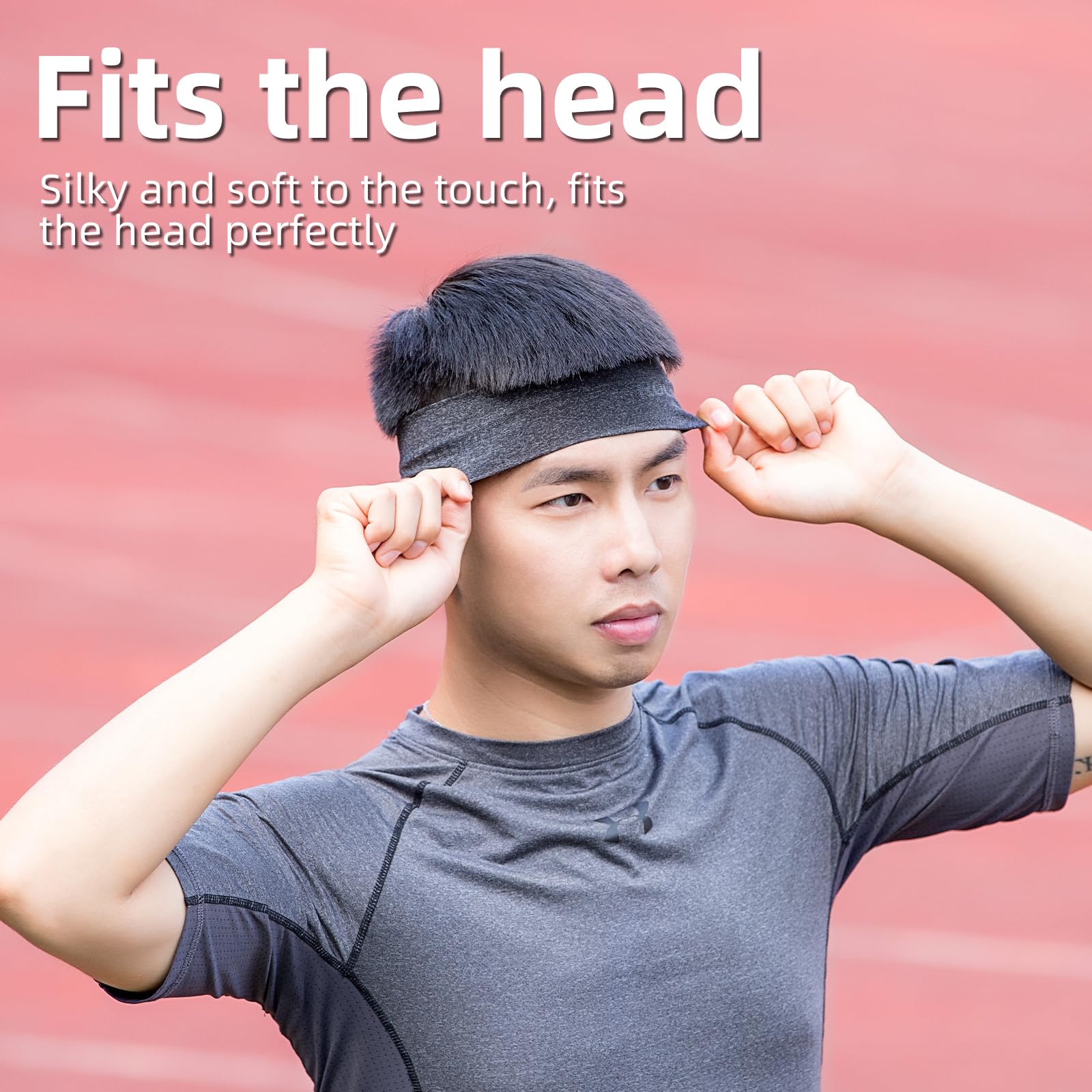 ROCKBROS Elastic Non-Slip Headband for Men Women Soft Sweatband for Running, Yoga Workouts