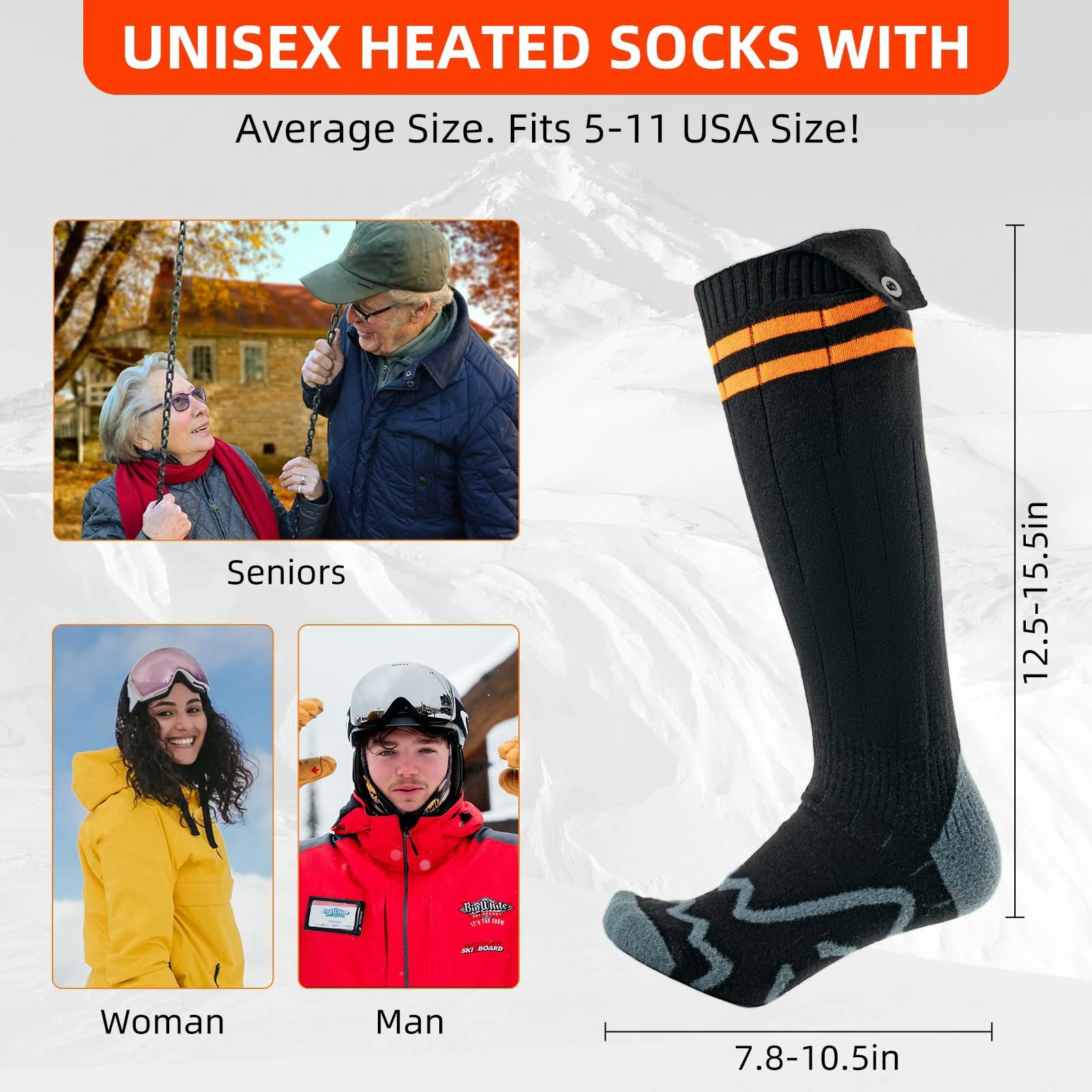 Heated Socks Rechargeable Up to 8 Hours 5000mAh Winter Foot Warmers Electric Socks