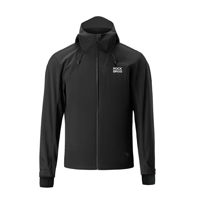 Black jacket with a brand logo on a white background #Color_Black