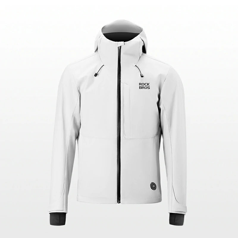 White jacket with black accents and 'Rock Bros' branding on a white background #Color_white
