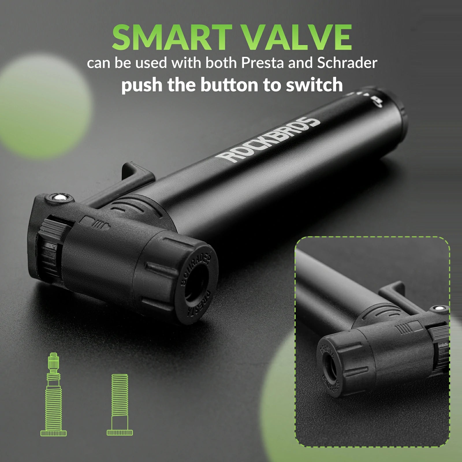 Bike pump with Presta and Schrader valves