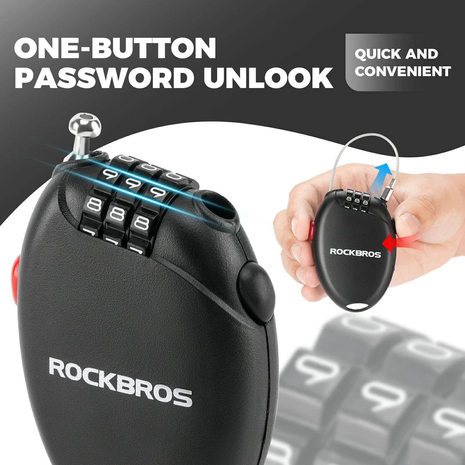 high security helmet lock 60cm steel cable combination