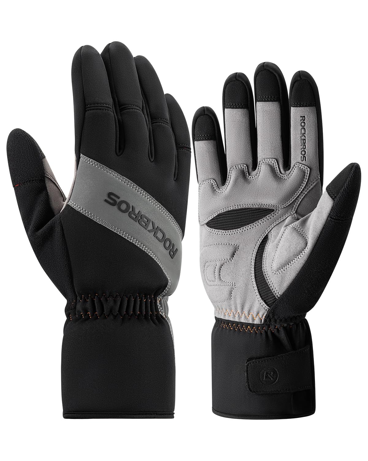 ROCKBROS Cycling Winter Bike Windproof Thermal Gloves with Touchscreen Fingers for Cycling,Biking,Running, US S=Asian M