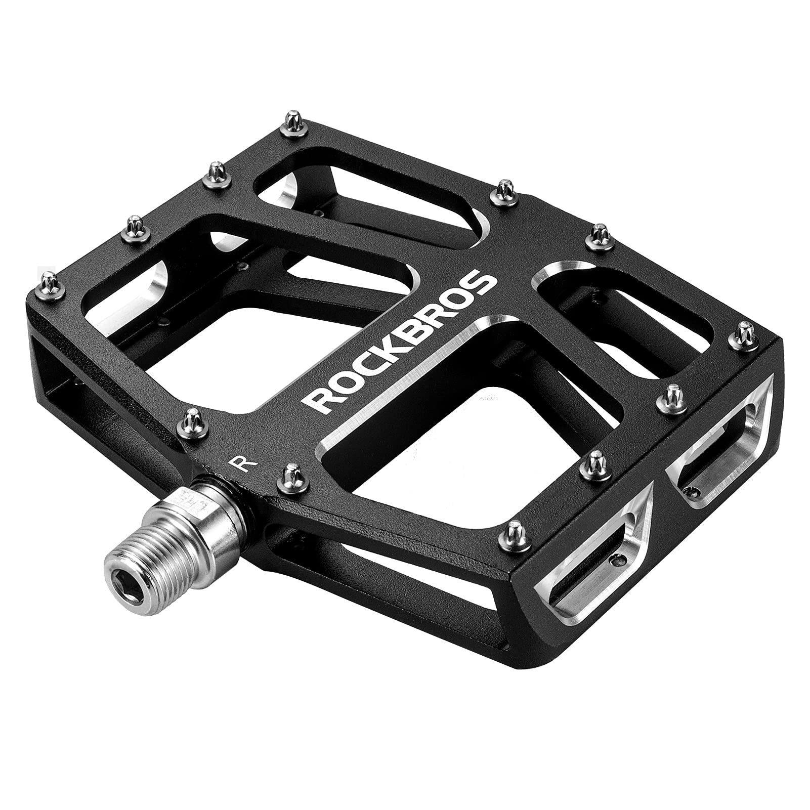 ROCKBROS Aluminum Wide Platform Mountain Bike Pedals with Grippy Pins - ROCKBROS