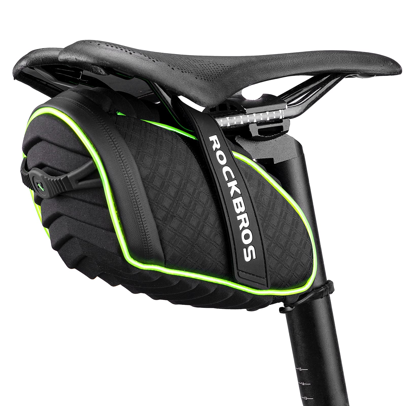 bicycle bag rain cover ROCKBROS Bike Seat Bag with LED Light, Waterproof, 3D Shell, and Rain Cover