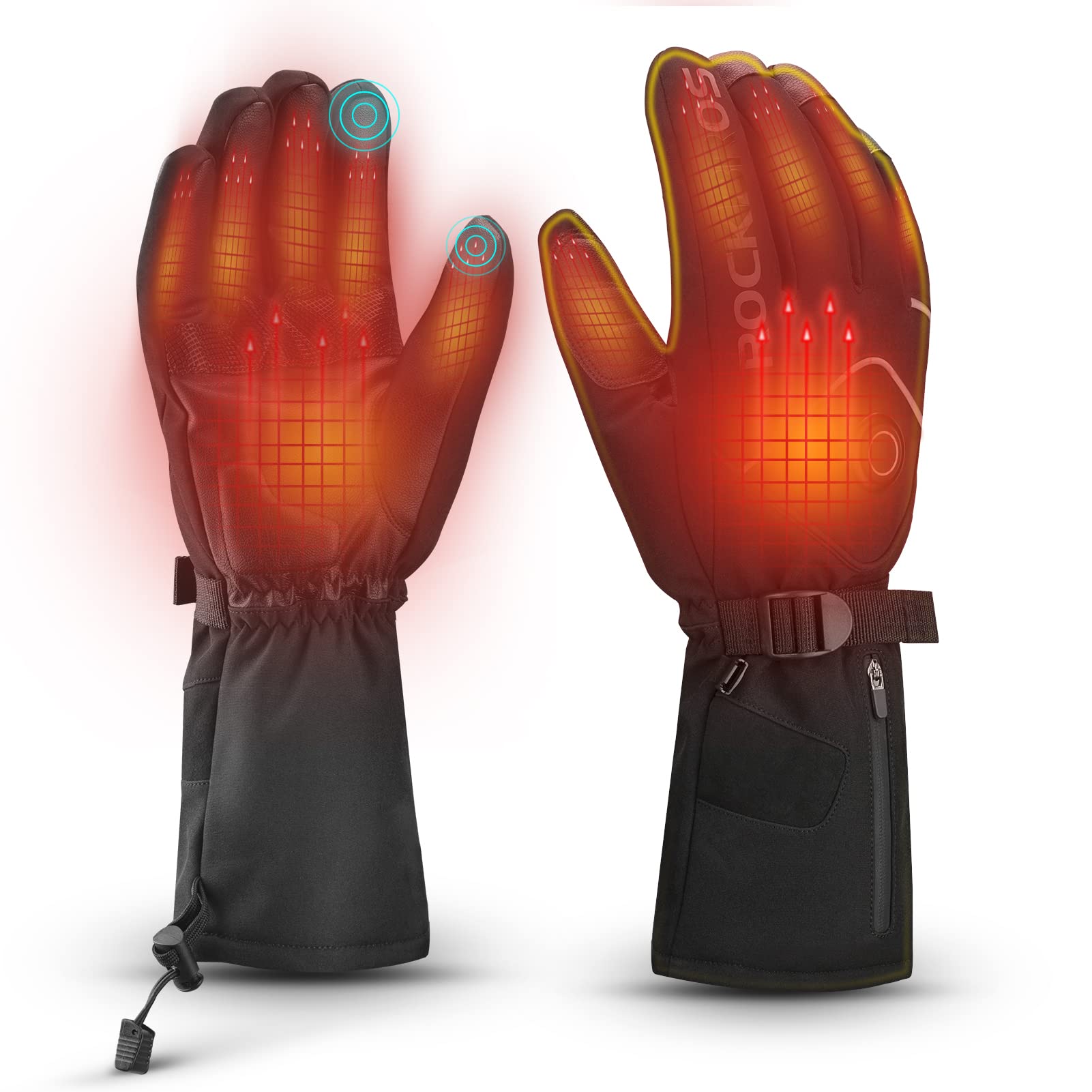 heated gloves for bicycle ROCKBROS Heated Gloves, Rechargeable Winter Touchscreen Gloves for Cycling, Skiing, Motorcycling, XL