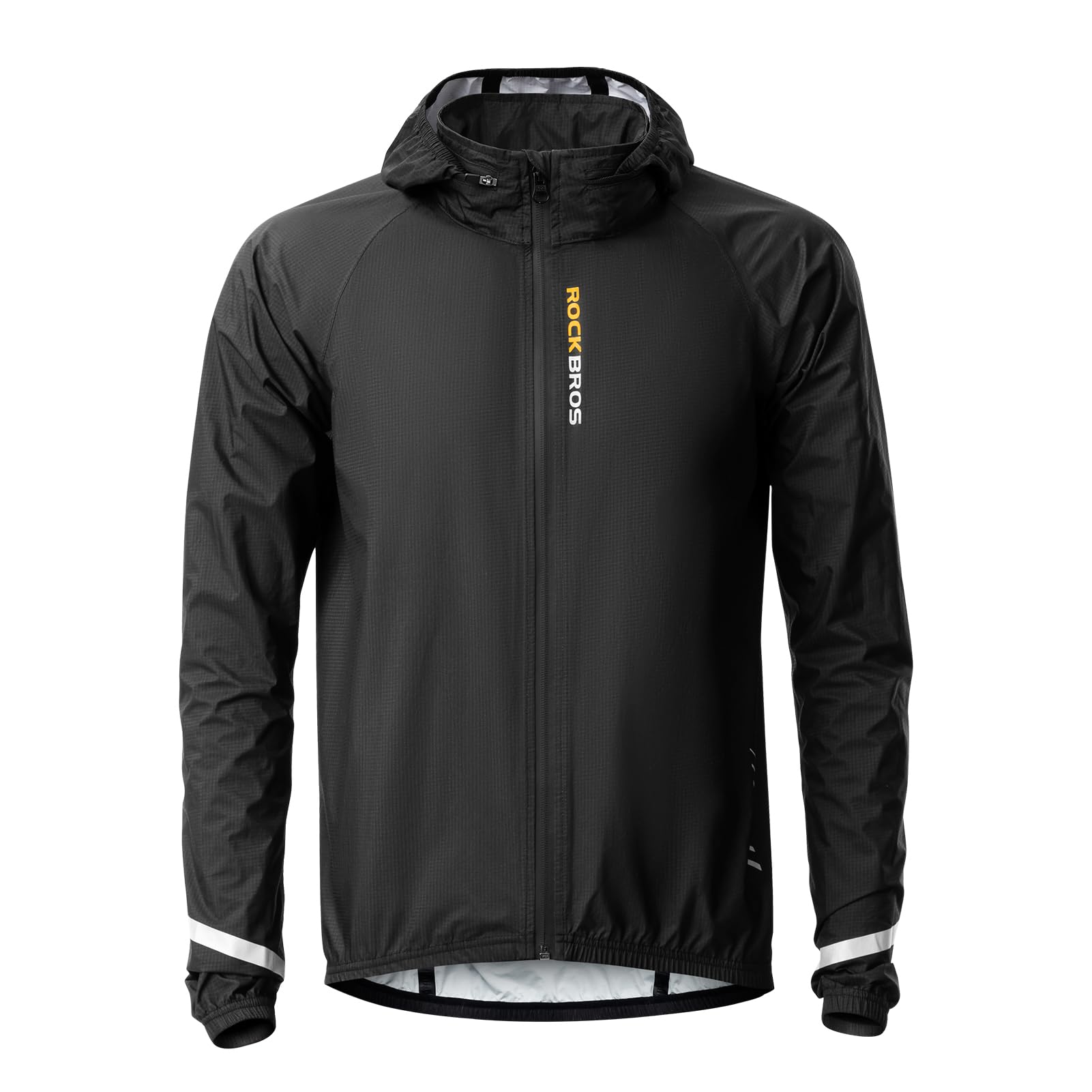 mtb rain gear ROCKBROS Men's Waterproof Cycling Rain Jacket with Hood, Lightweight Reflective, US S=AS M