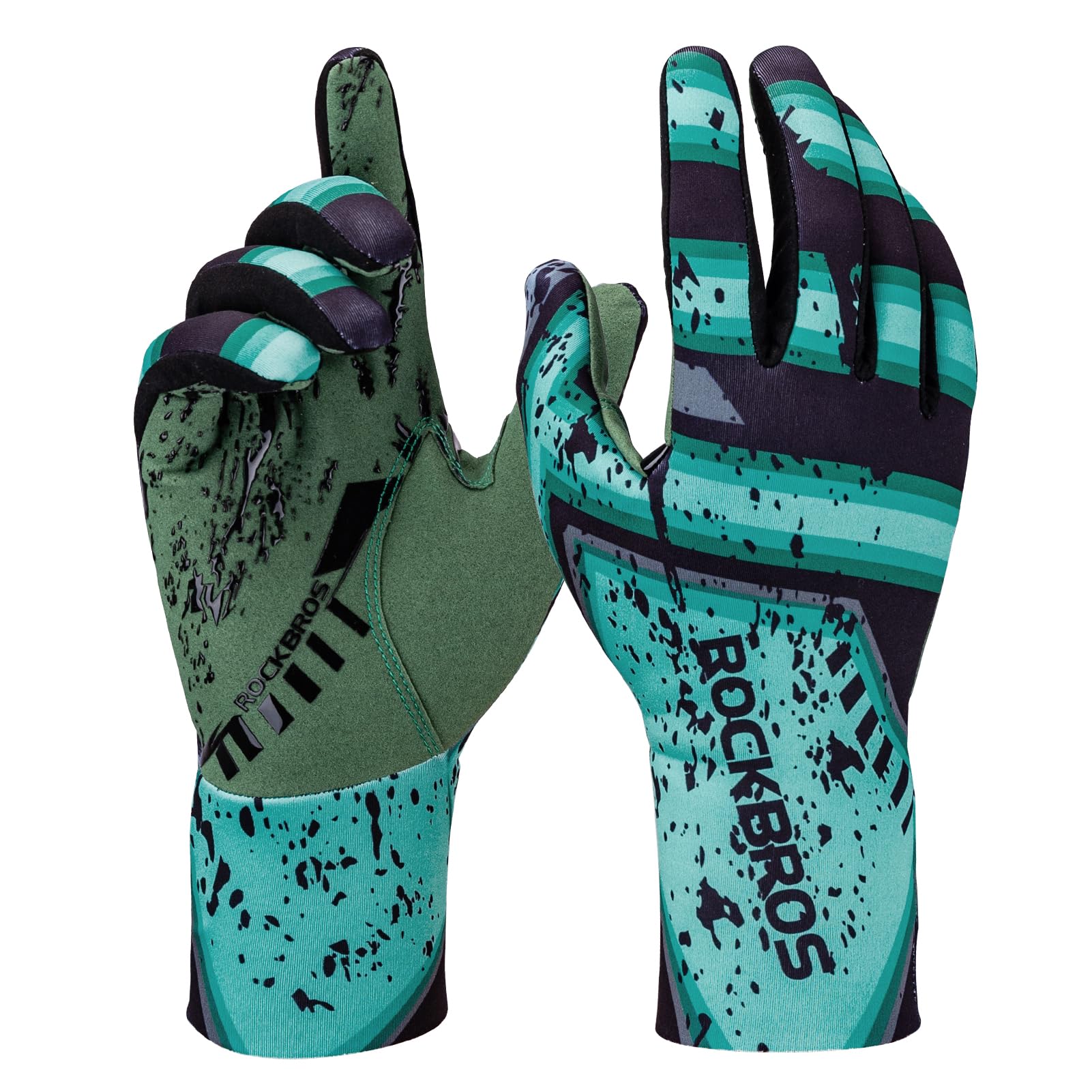 windproof bicycle gloves ROCKBROS Winter Cycling Gloves Men’s Thermal Windproof Full Finger MTB Gloves, US S=Asia M