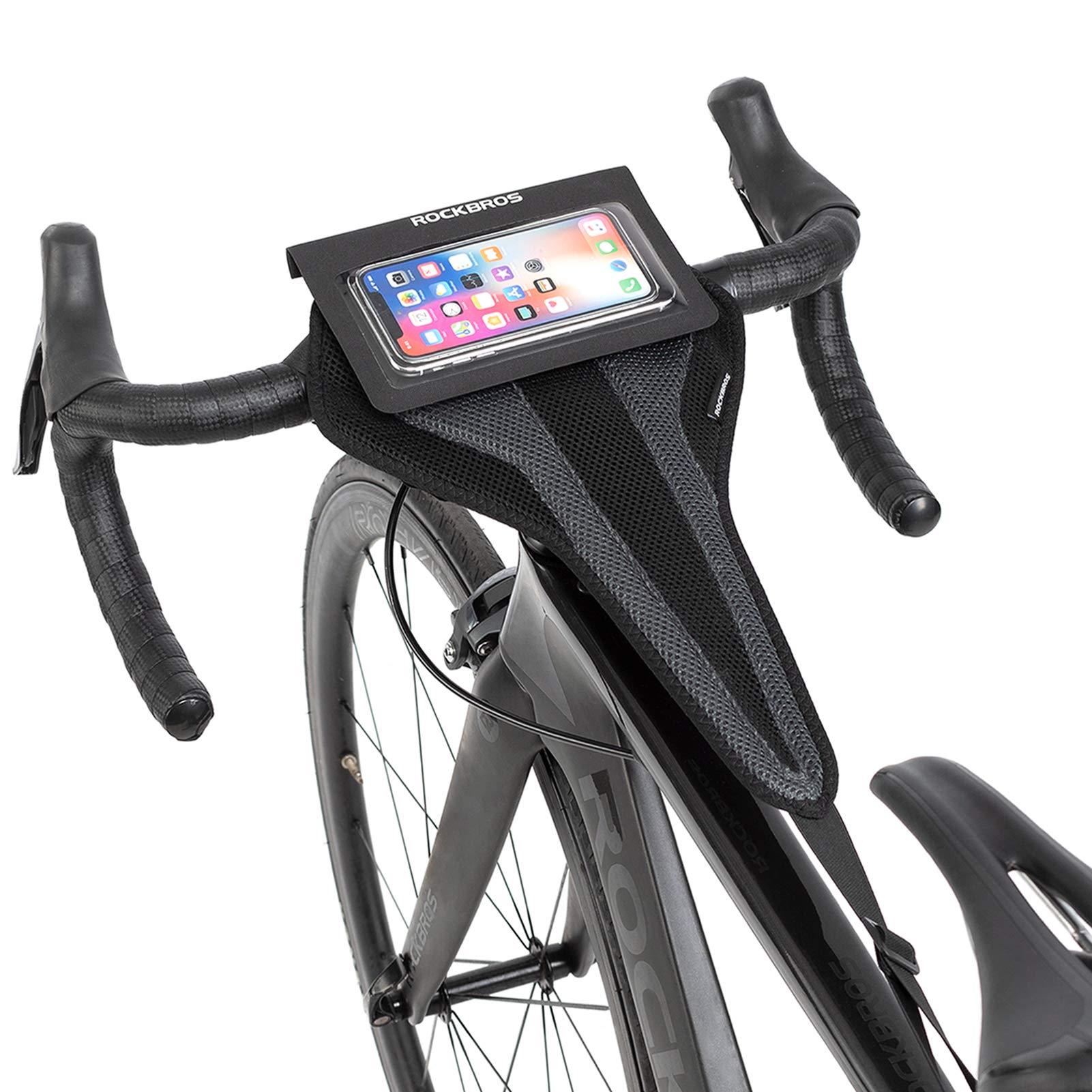bike helmet sweat guard ROCKBROS Bike Sweat Guard Bicycle Trainer Sweat Net with Phone Pouch below 6.2’’