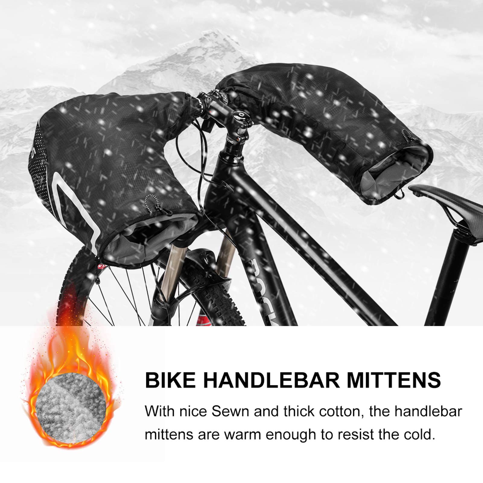 ROCKBROS Winter Handlebar Mittens - Extreme Cold Weather MTB Fat Bike Pogies - ROCKBROS