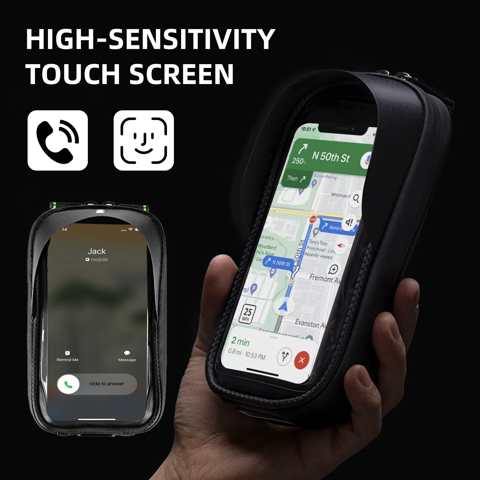 ROCKBROS Bike Waterproof Front Frame Pouch Top Tube Handlebar Bag Below 6.2”/5.8”